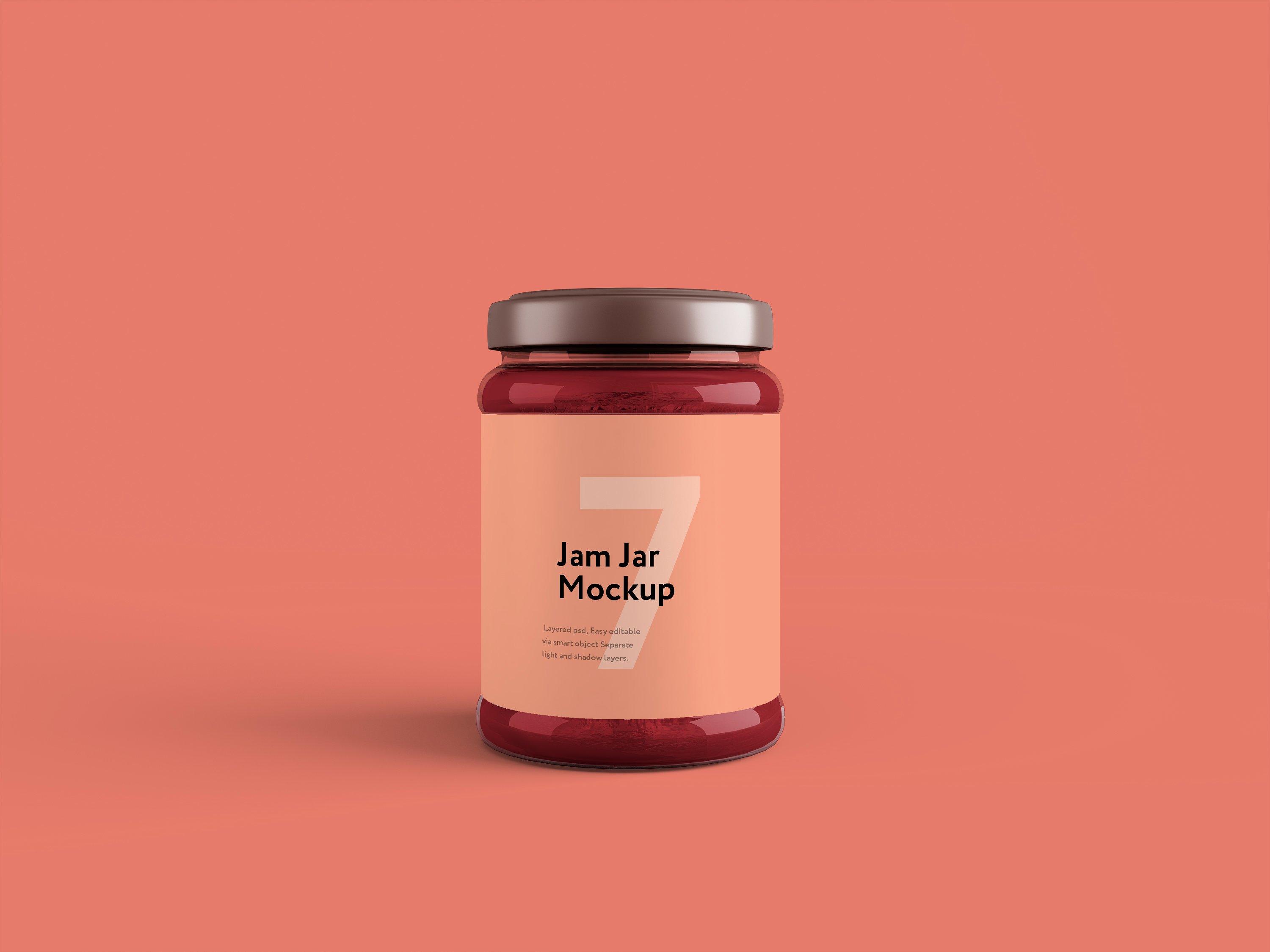 粉色果酱玻璃瓶外观设计效果图样机模板 Jam Jar Mockup插图1
