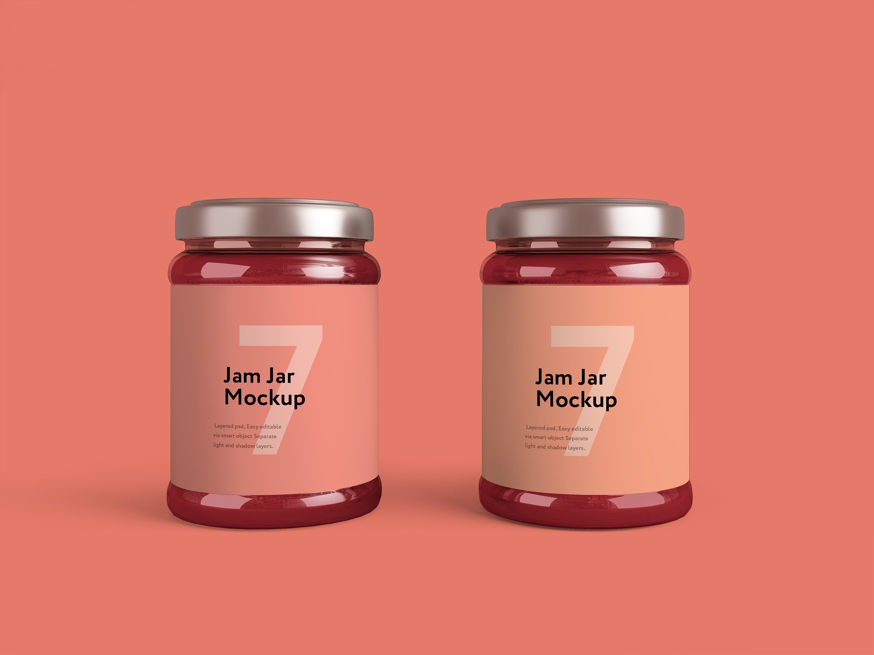 粉色果酱玻璃瓶外观设计效果图样机模板 Jam Jar Mockup插图
