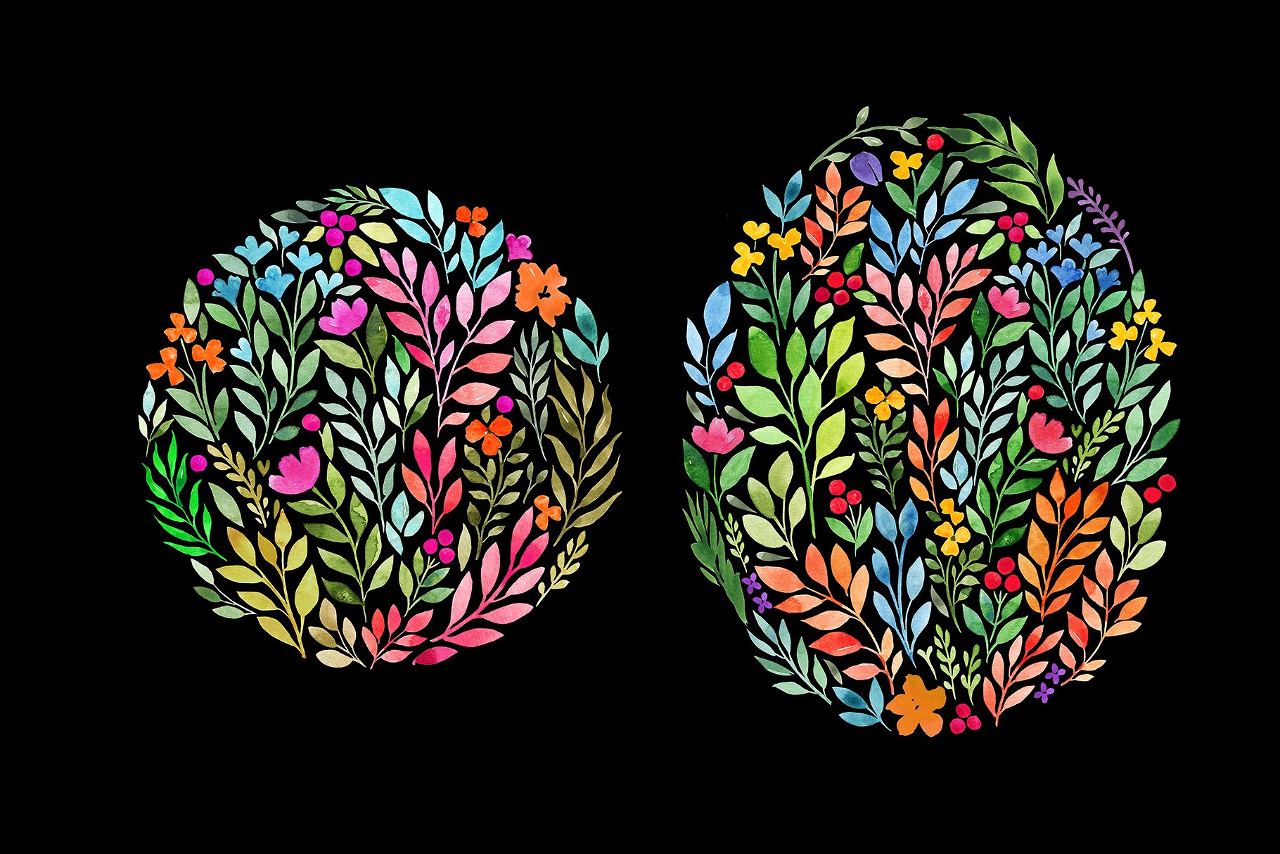 水彩花卉图案和图案 Watercolor Floral Prints Patterns插图2