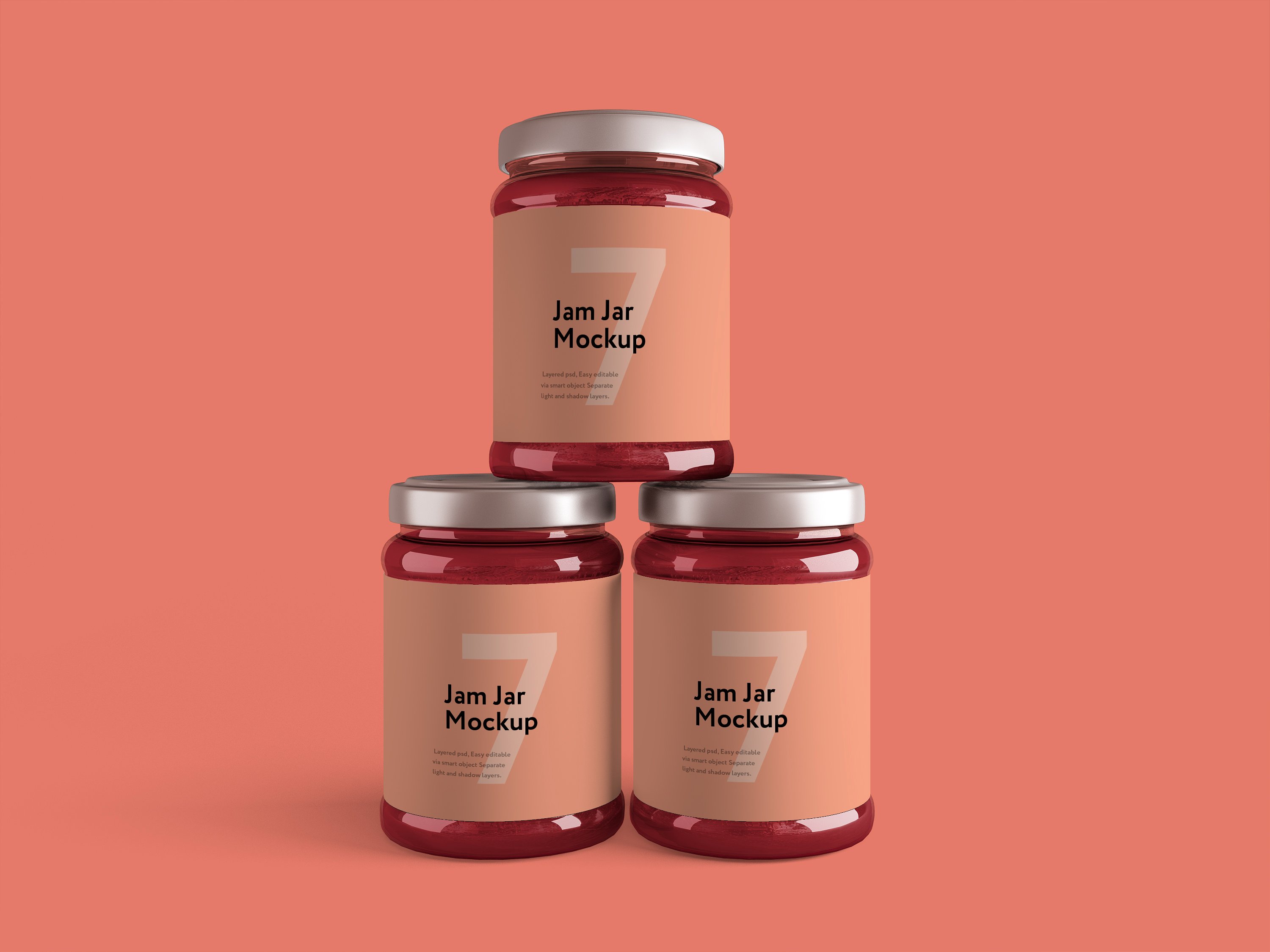 粉色果酱玻璃瓶外观设计效果图样机模板 Jam Jar Mockup插图2