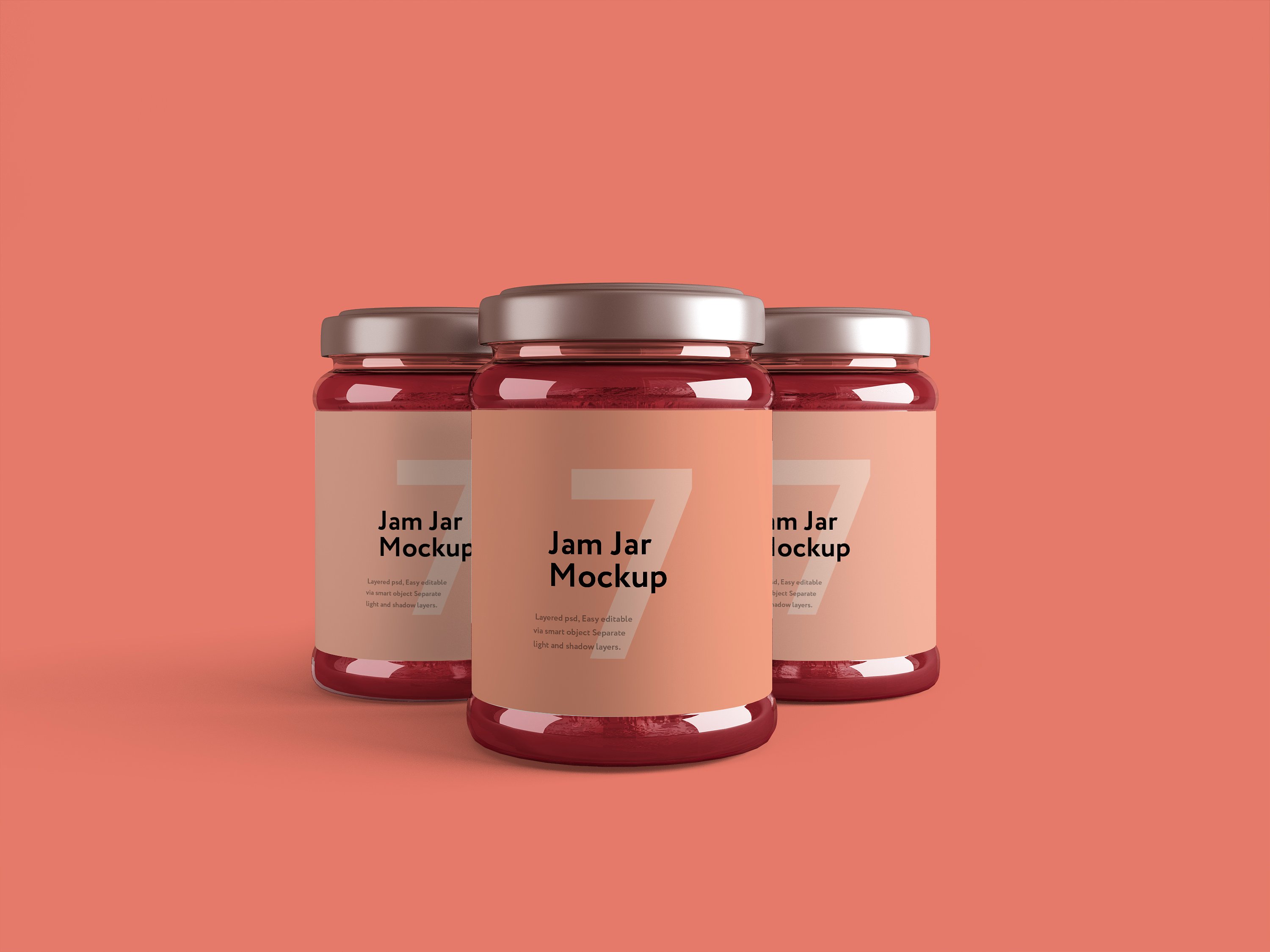 粉色果酱玻璃瓶外观设计效果图样机模板 Jam Jar Mockup插图3