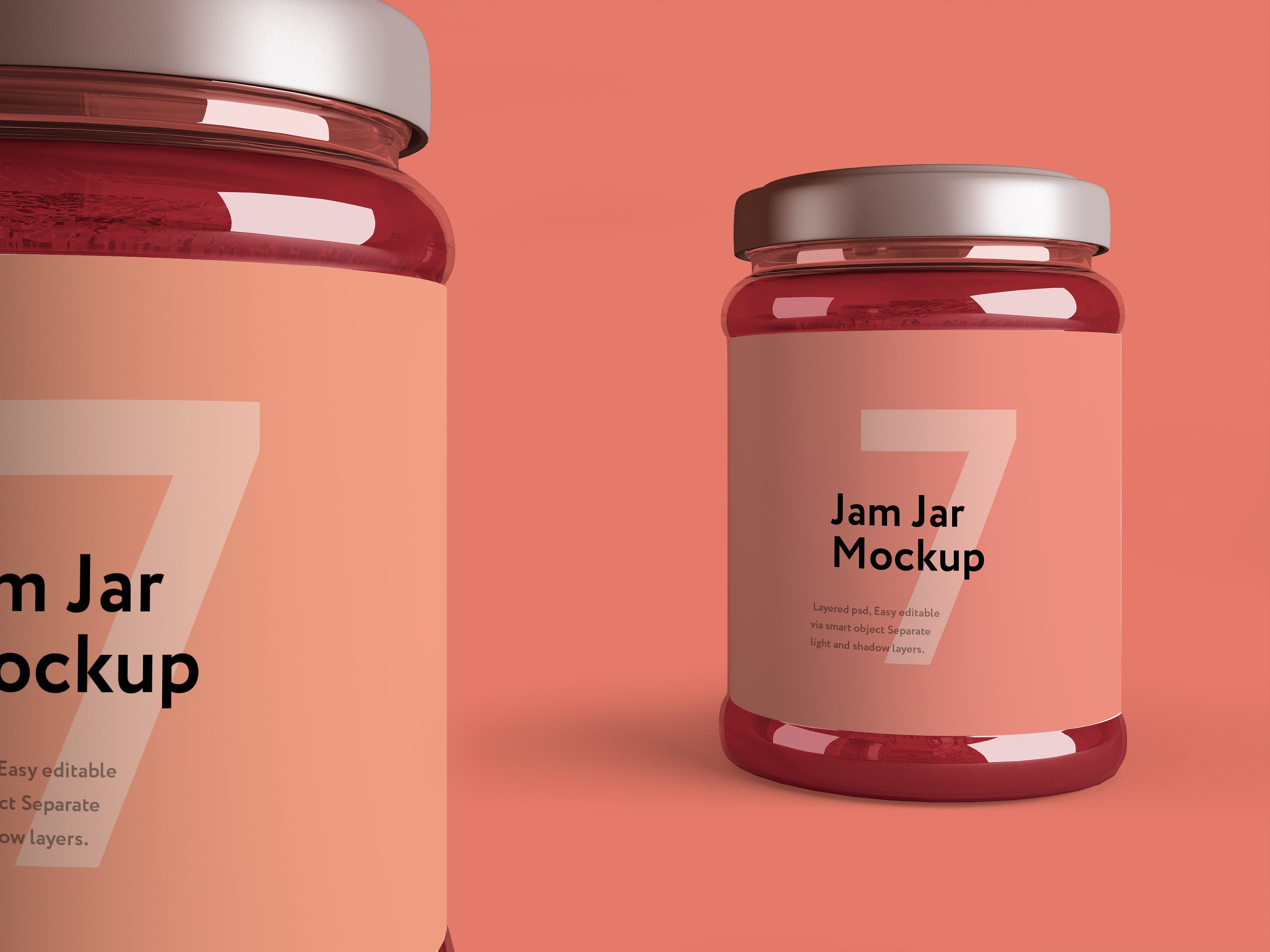 粉色果酱玻璃瓶外观设计效果图样机模板 Jam Jar Mockup插图4
