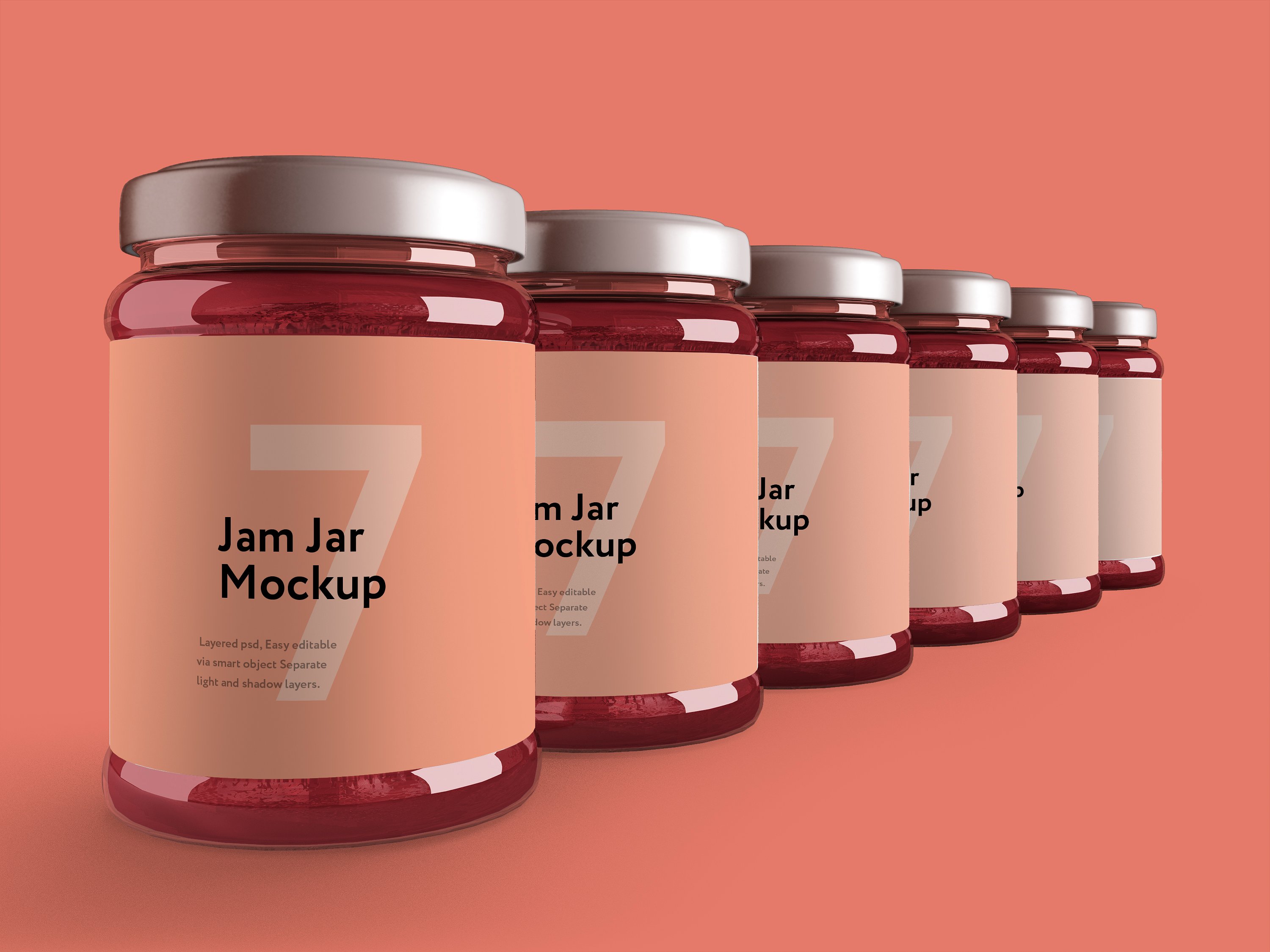 粉色果酱玻璃瓶外观设计效果图样机模板 Jam Jar Mockup插图6
