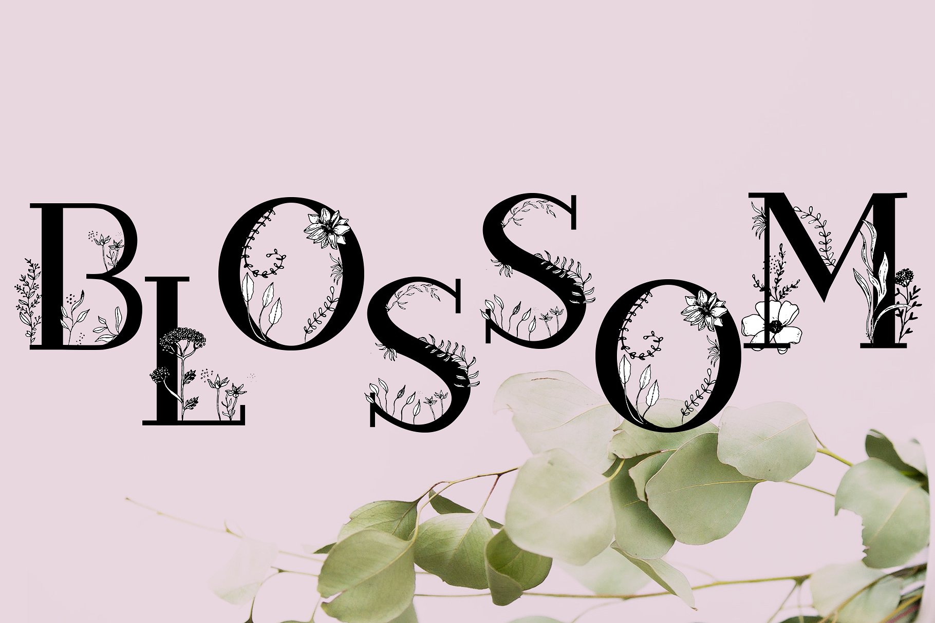 Blossom浪漫花卉字体 Blossom Romantic Floral Font插图1