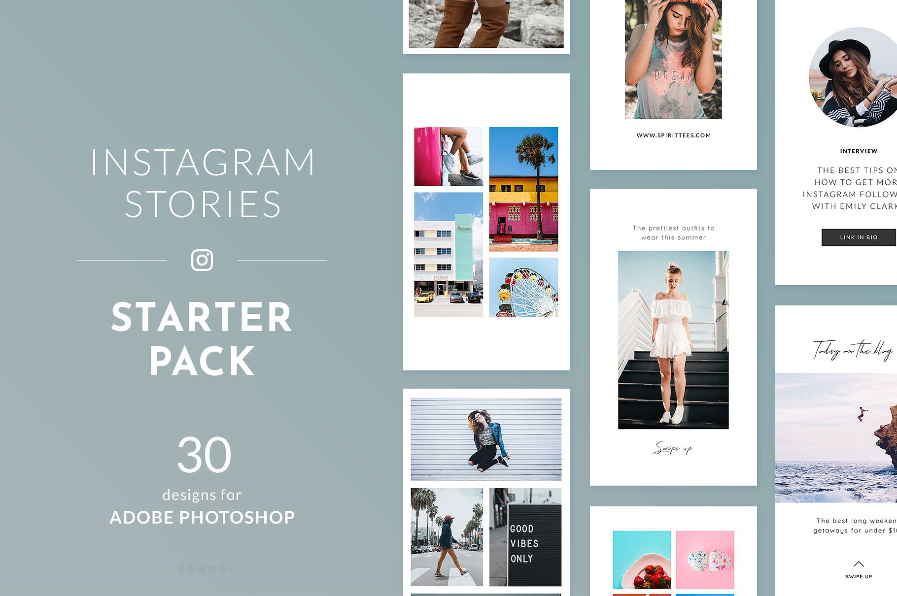 清新的照片故事模板样机 Instagram Stories Starter Pack插图