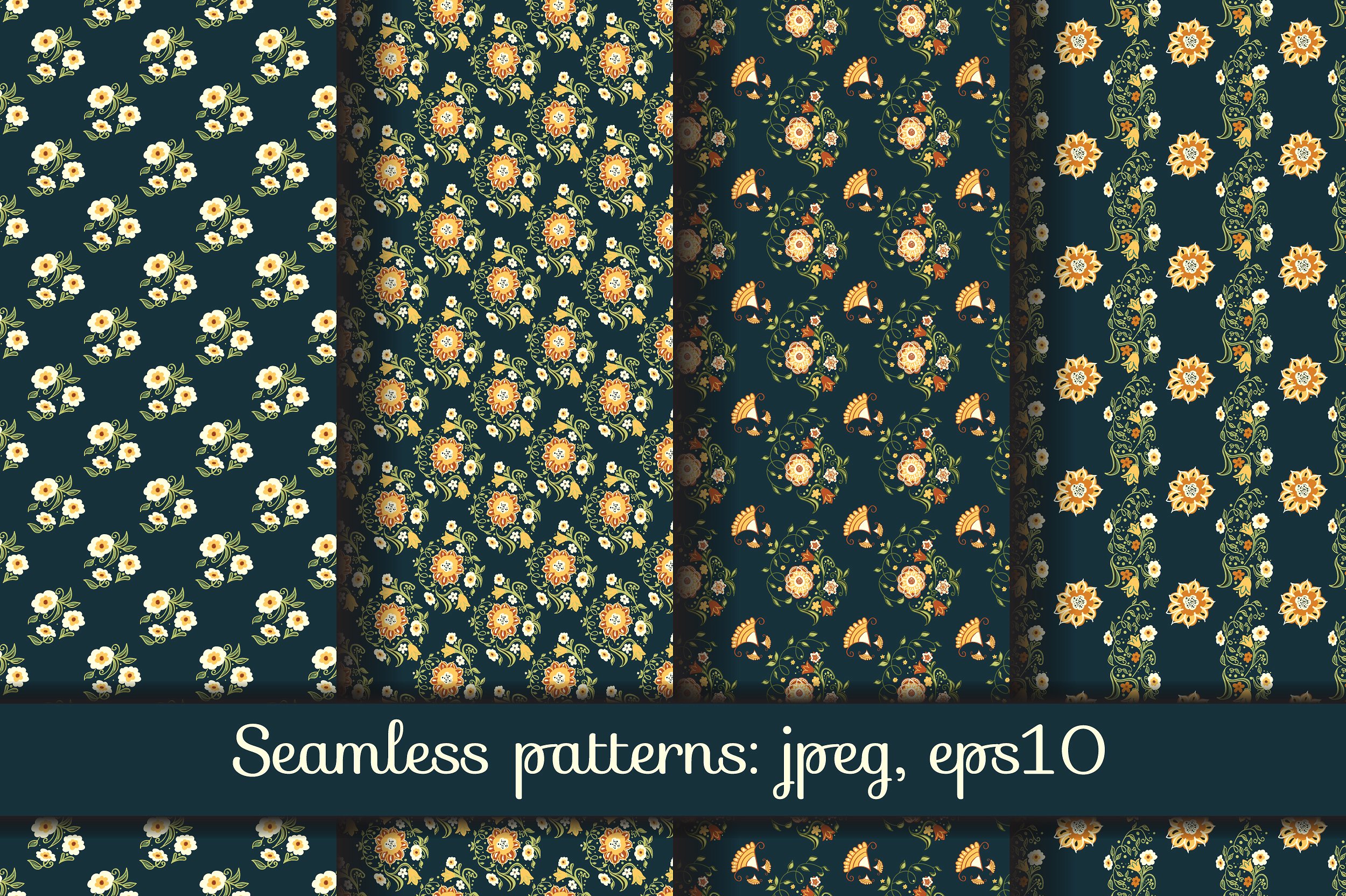 幻想花卉无缝模式 Fantasy Flowers Seamless Pattern插图4