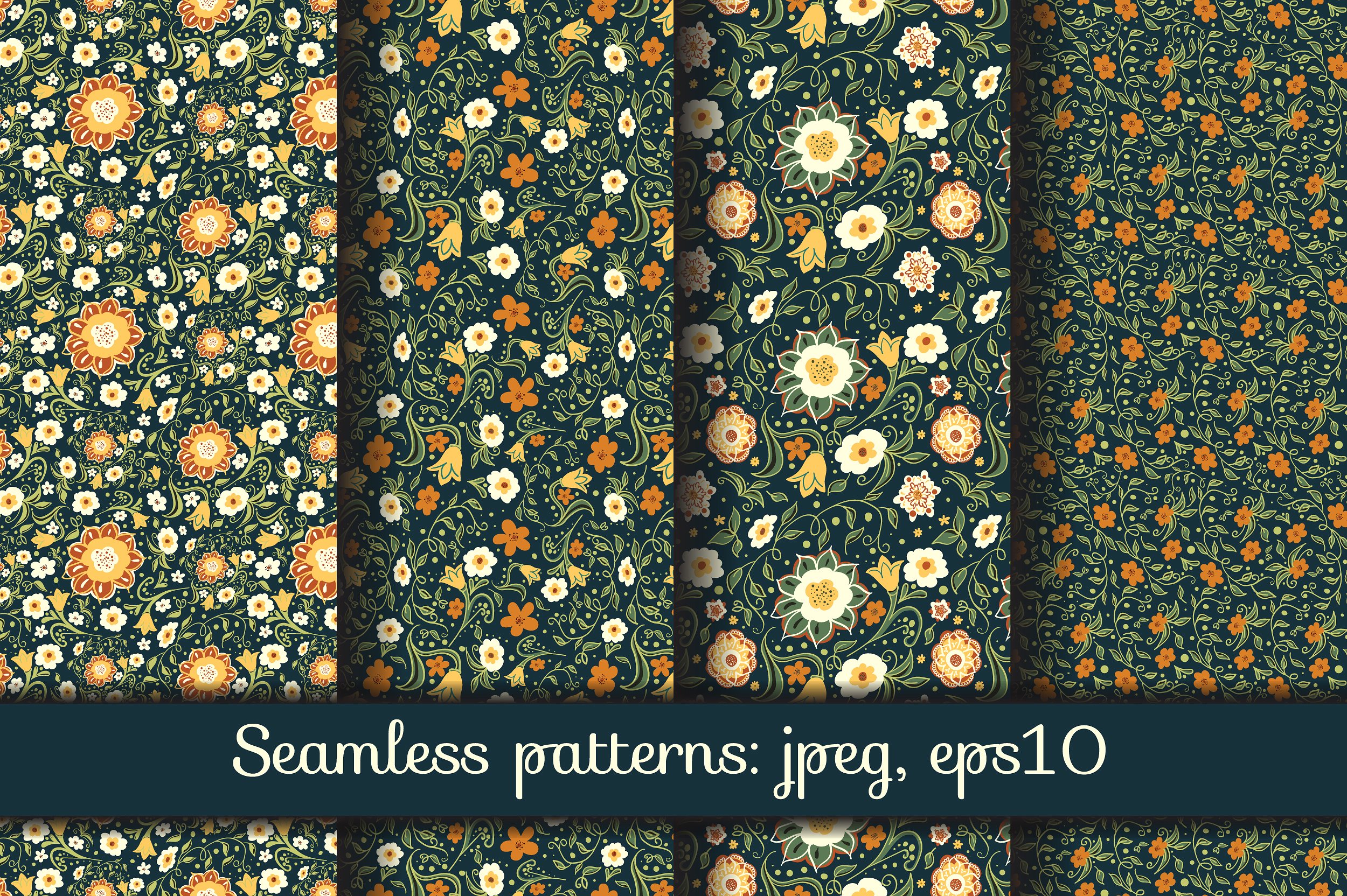幻想花卉无缝模式 Fantasy Flowers Seamless Pattern插图3