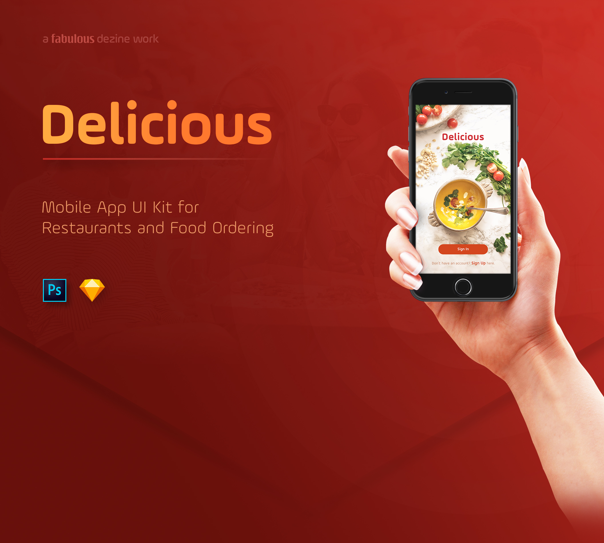 超级美食餐厅和食品订购的创意移动应用UI工具包 Delicious Ui Kit  [PSD&Sketch]插图