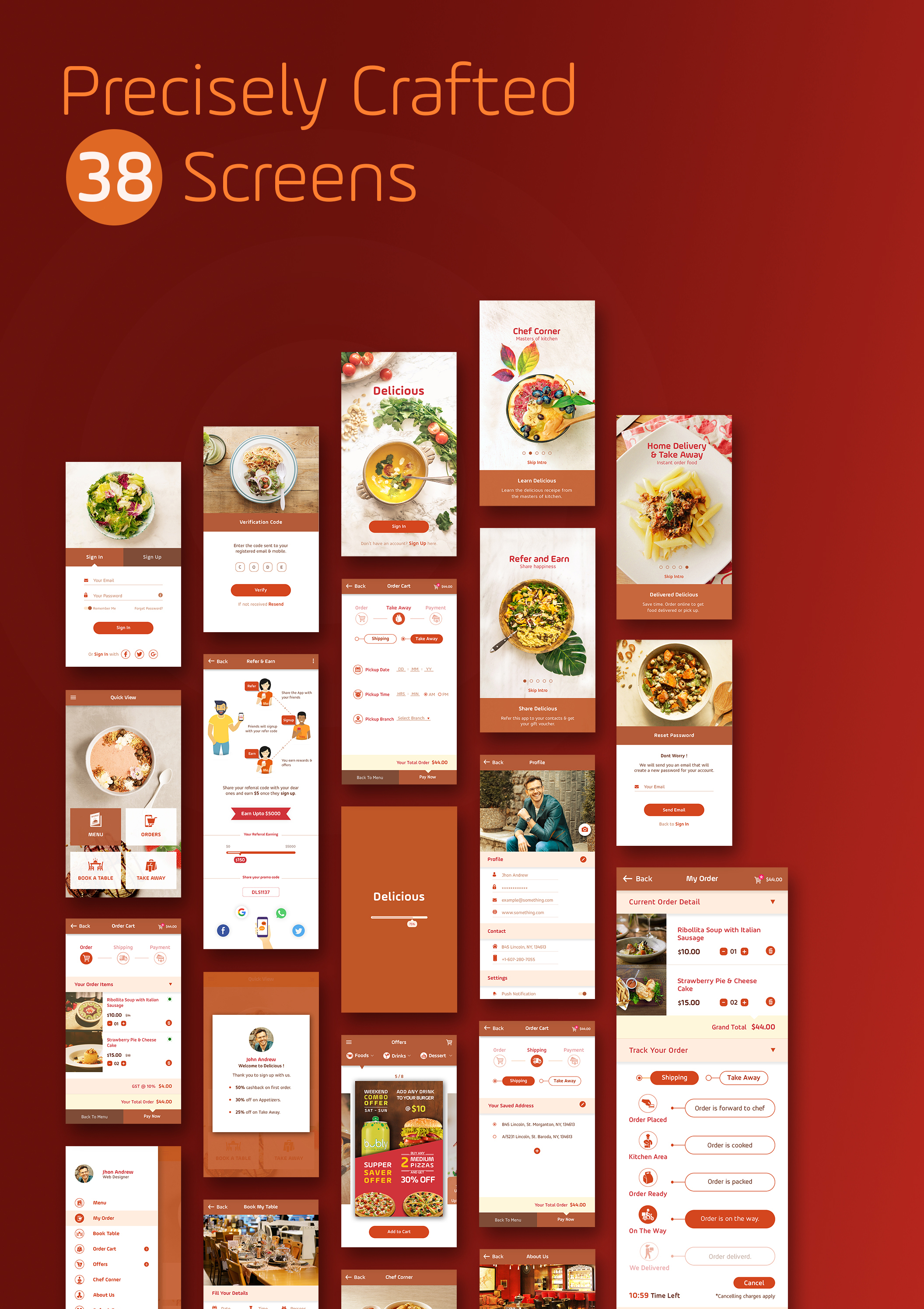 超级美食餐厅和食品订购的创意移动应用UI工具包 Delicious Ui Kit  [PSD&Sketch]插图1