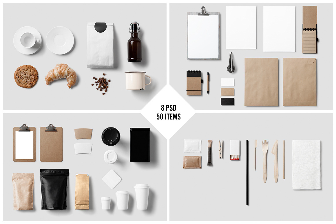 公司VI品牌设计必备神器，高质量咖啡&文具Mockup套装PSD下载插图3