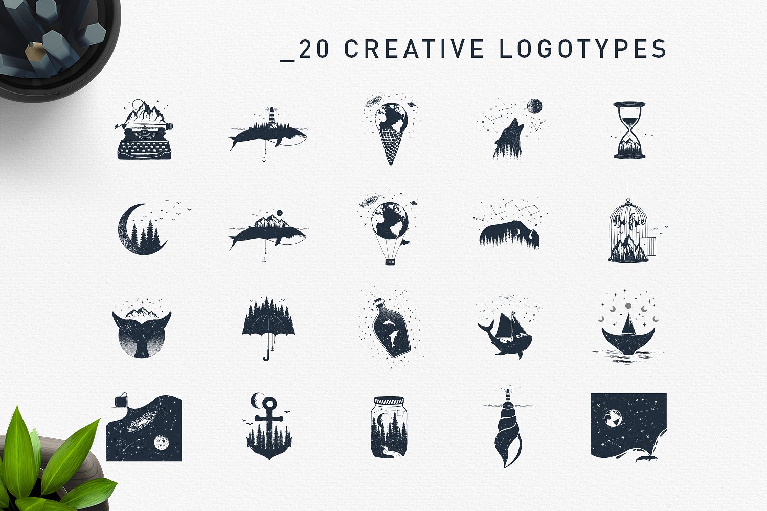 40个双曝光标识及手绘对象 Double Exposure. 20 Creative Logos插图3