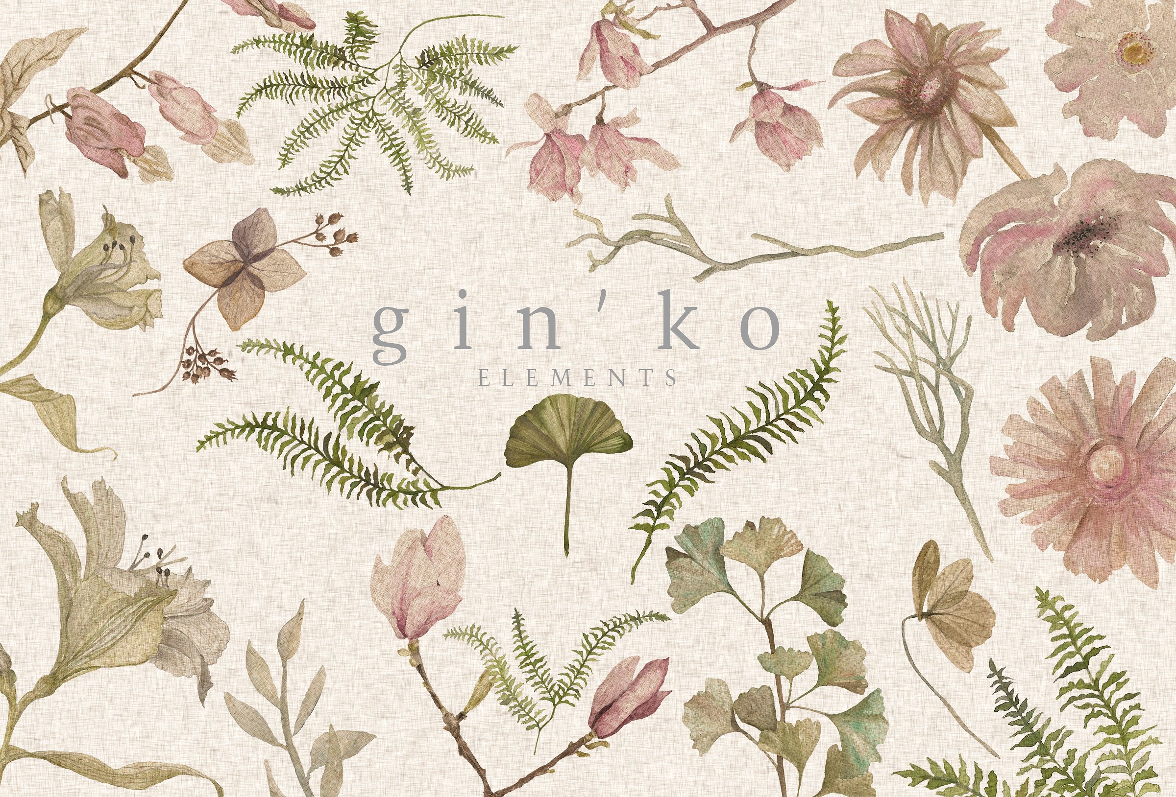 GIN’KO纹理水彩图形 GIN’KO Textured Watercolor Graphics插图4