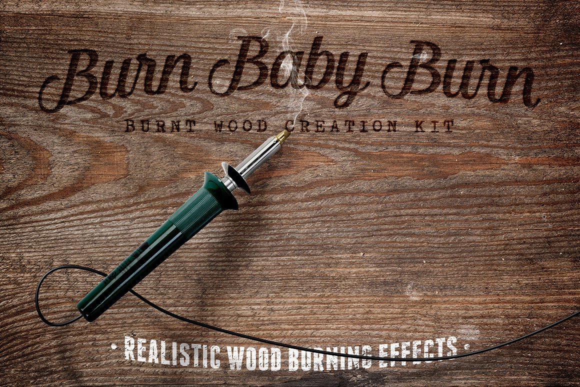 高清木质背景纹理集合 Burn Baby Burn Woodburning Effects Kit插图