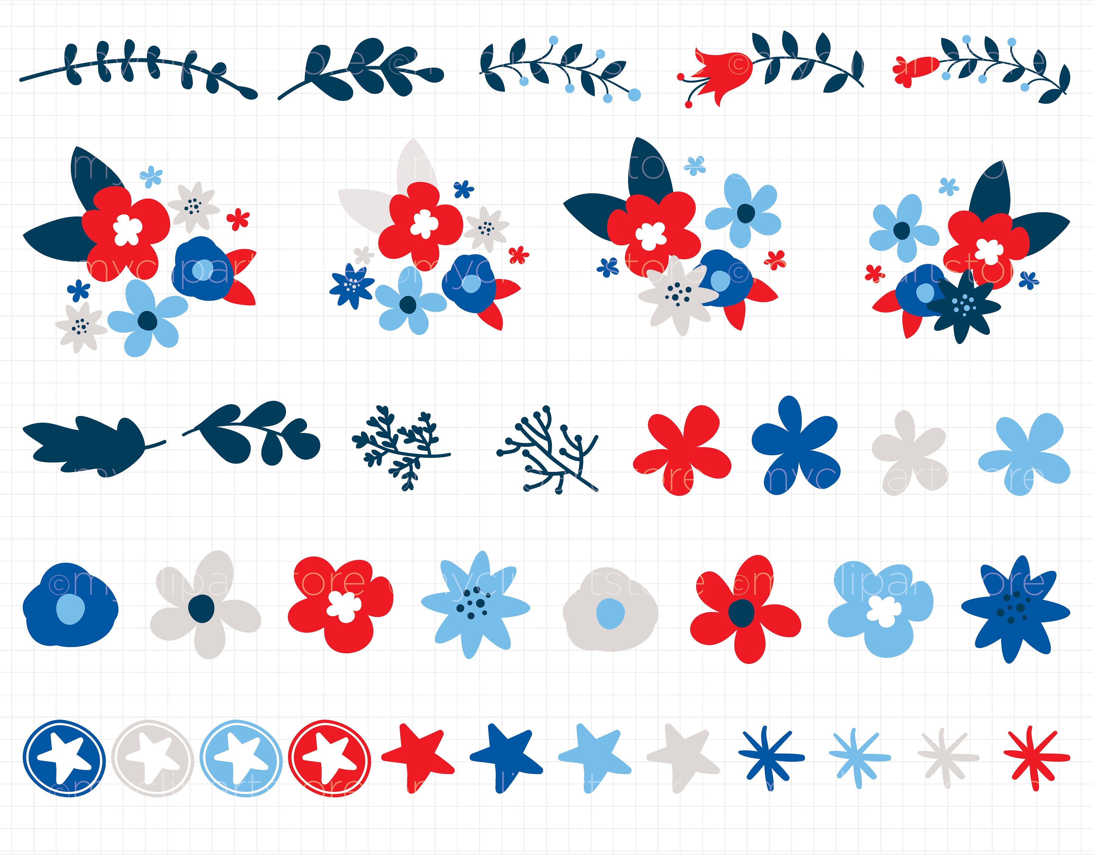 矢量鲜花和花圈剪贴画 Vector Flowers Wreaths Clipart插图2