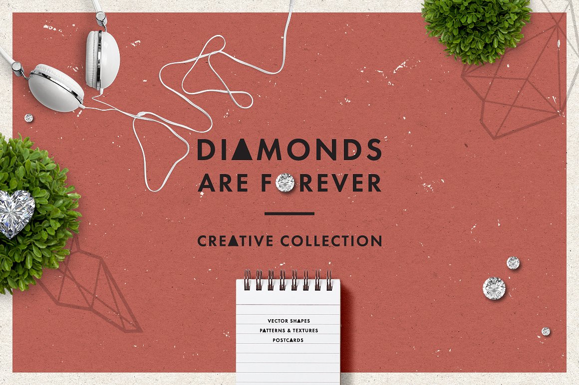 钻石时尚元素套装图形 Diamond Fashion Element Set Graphic插图