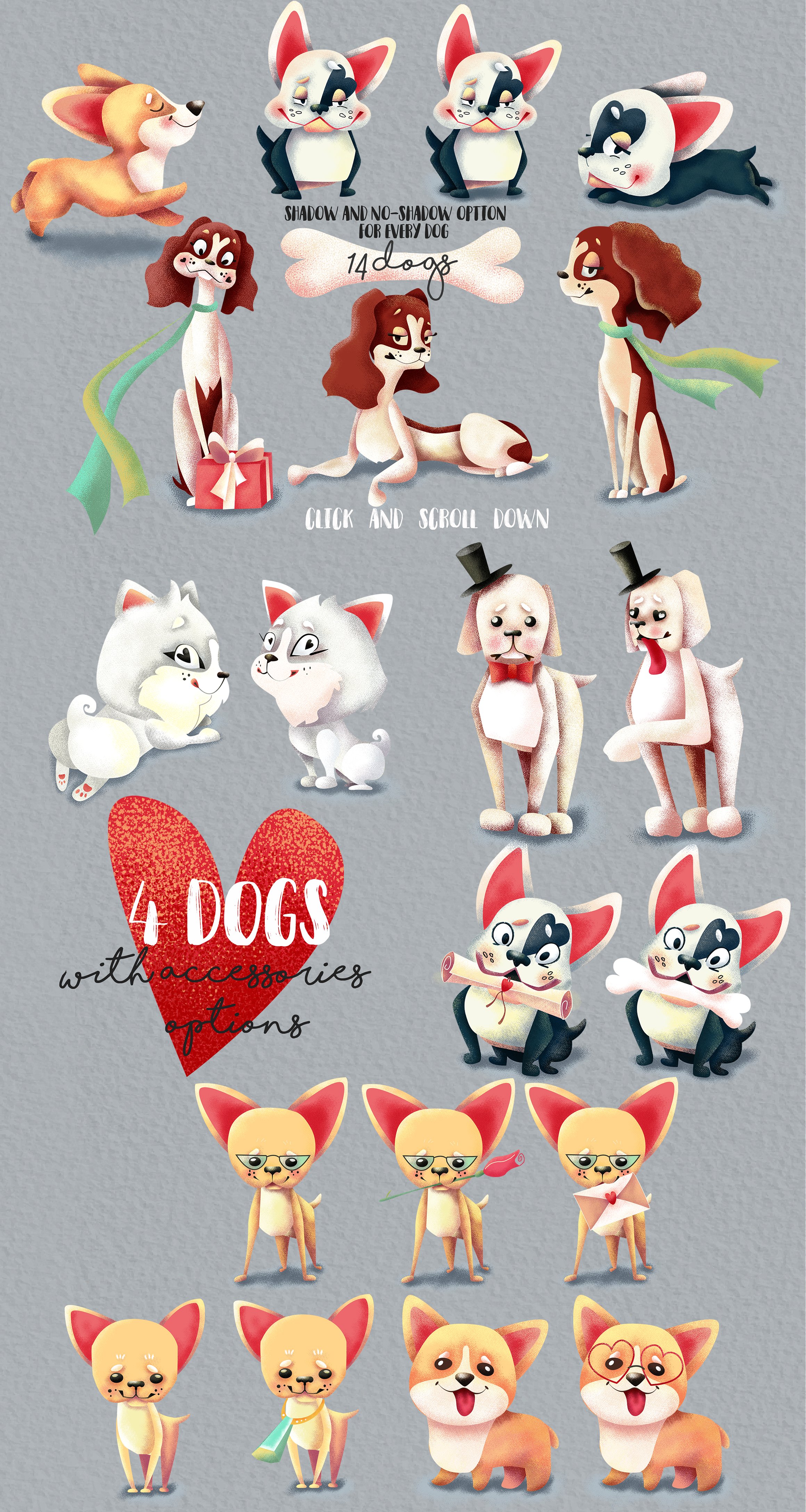 小狗元素情人节剪贴画 Puppy love Valentines Day clipart插图4