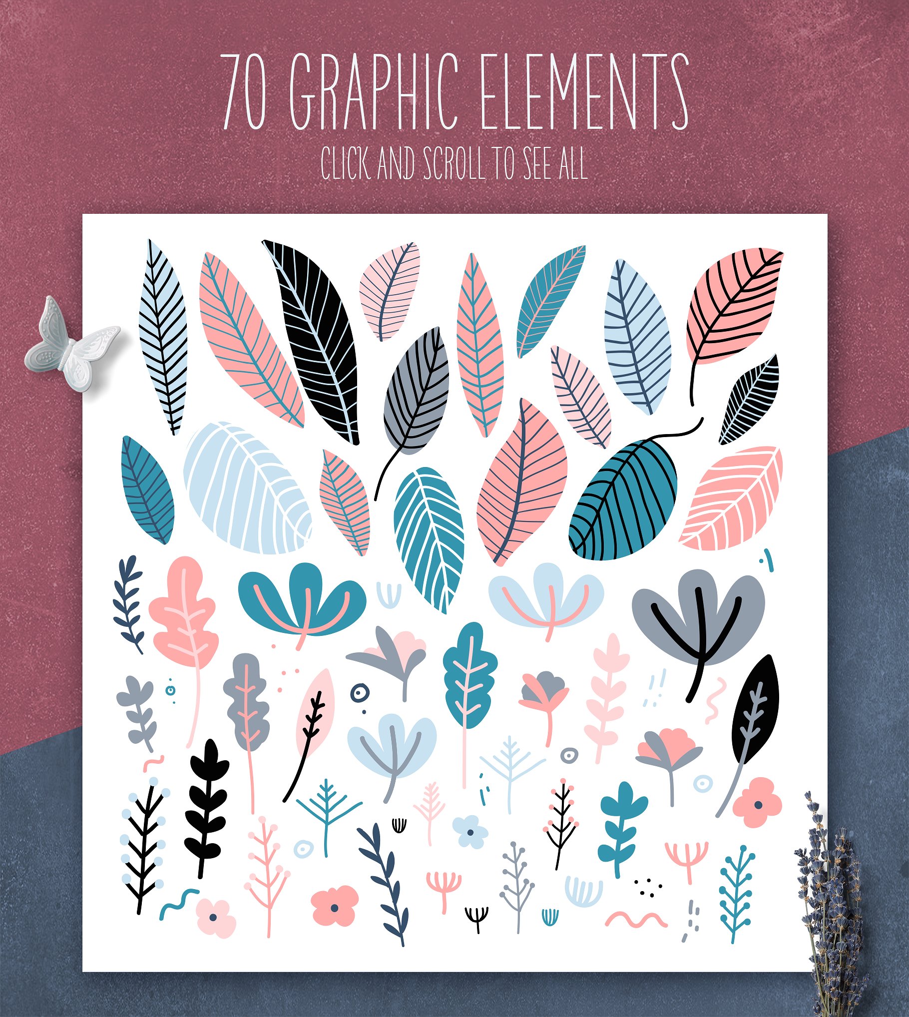 温柔的花园图案和元素 Gentle Garden Patterns & Elements插图4