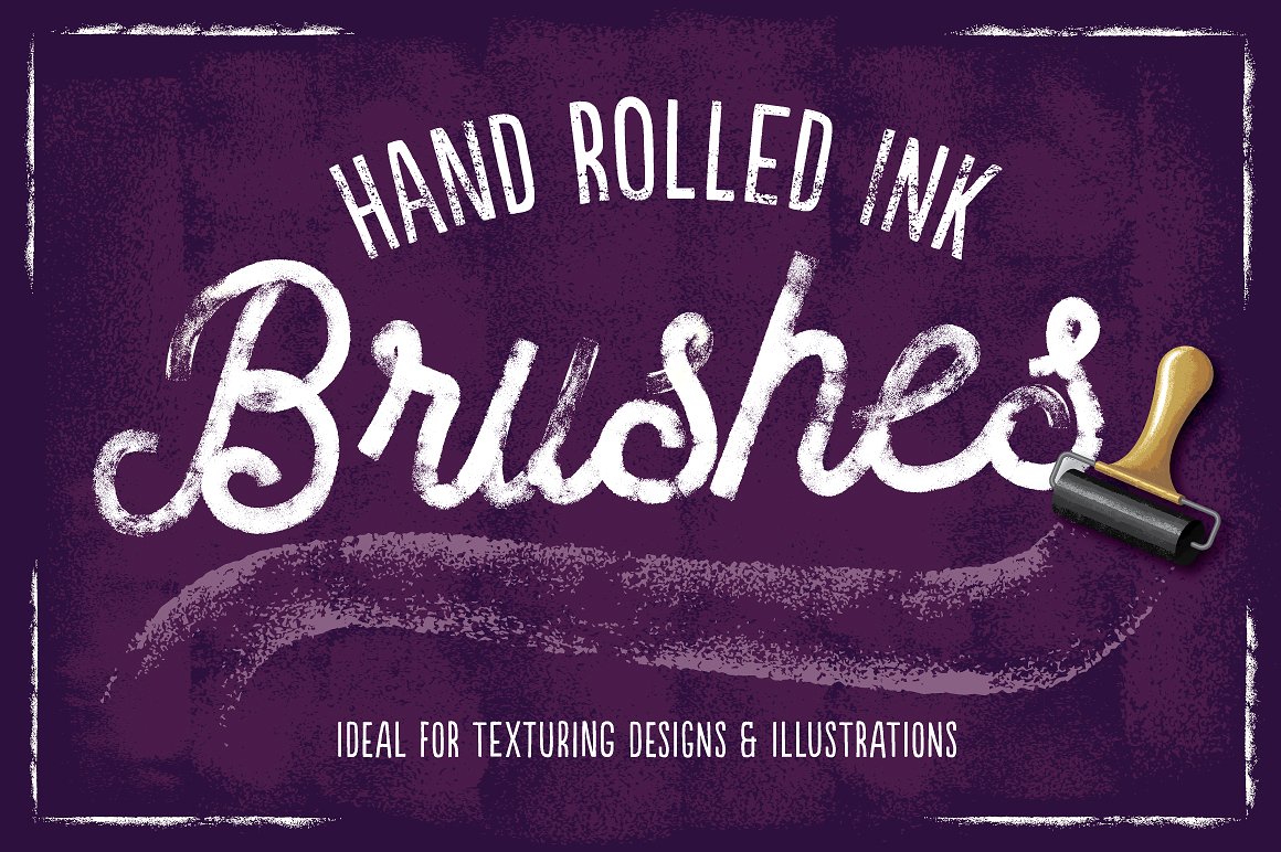 墨水纹理ai笔刷 hand rolled ink brushes
