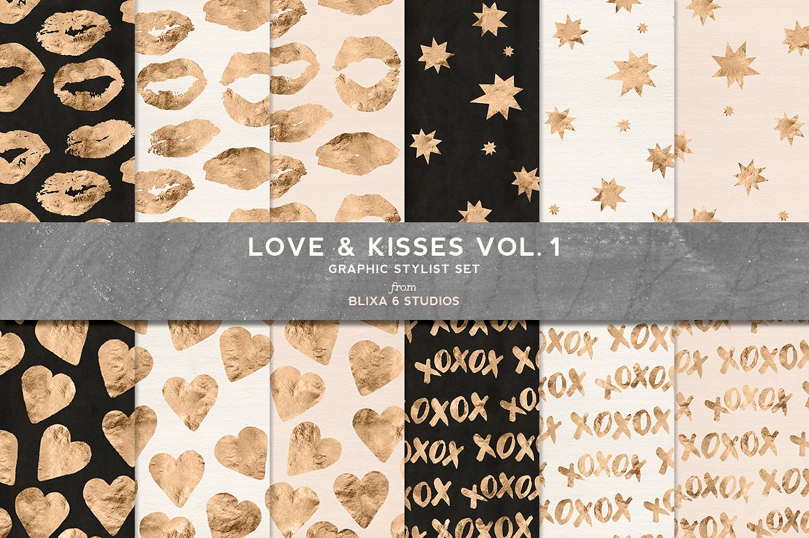 甜蜜的金色吻系列金箔纸 Love Kisses Vol.1 Rose Gold插图