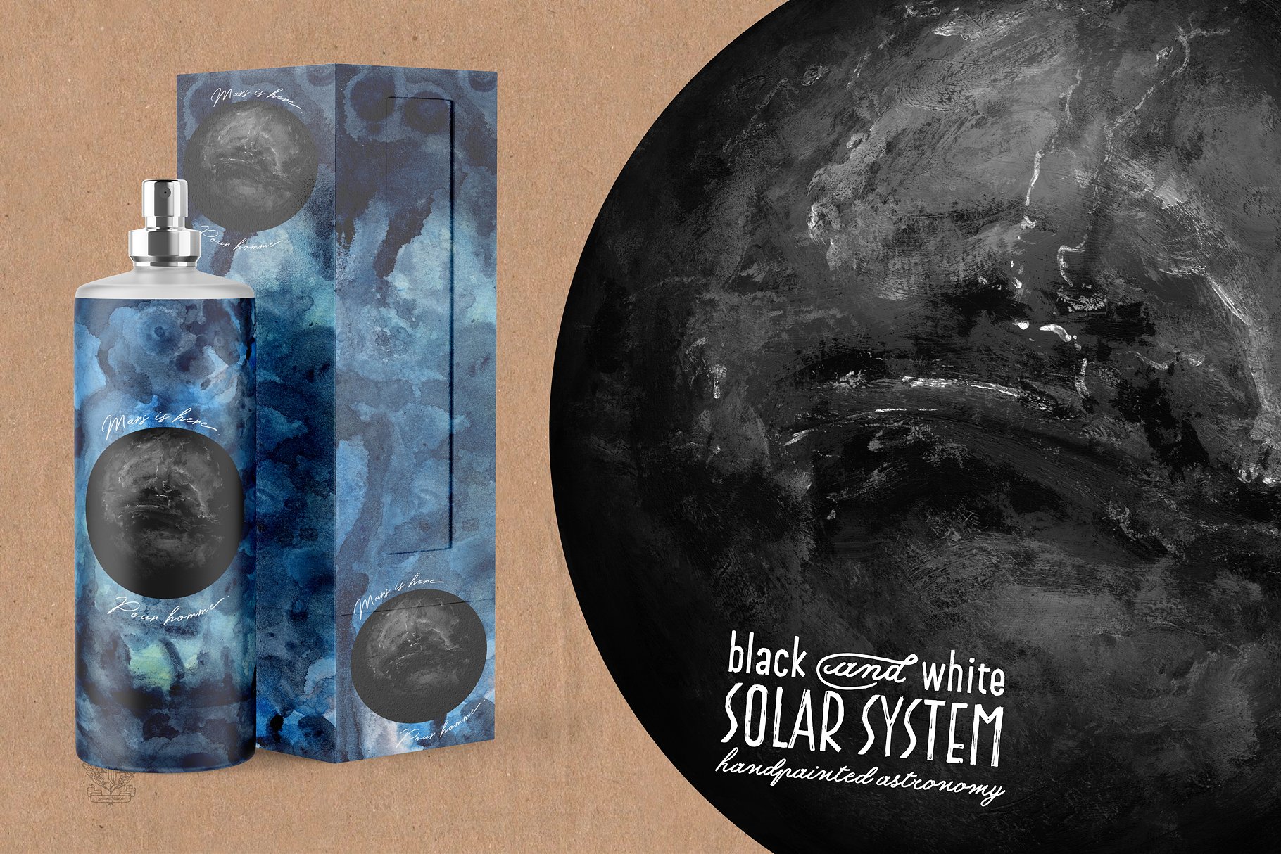 带水粉和墨水的太阳能系统纹理 Solar System With Gouache And Ink插图10