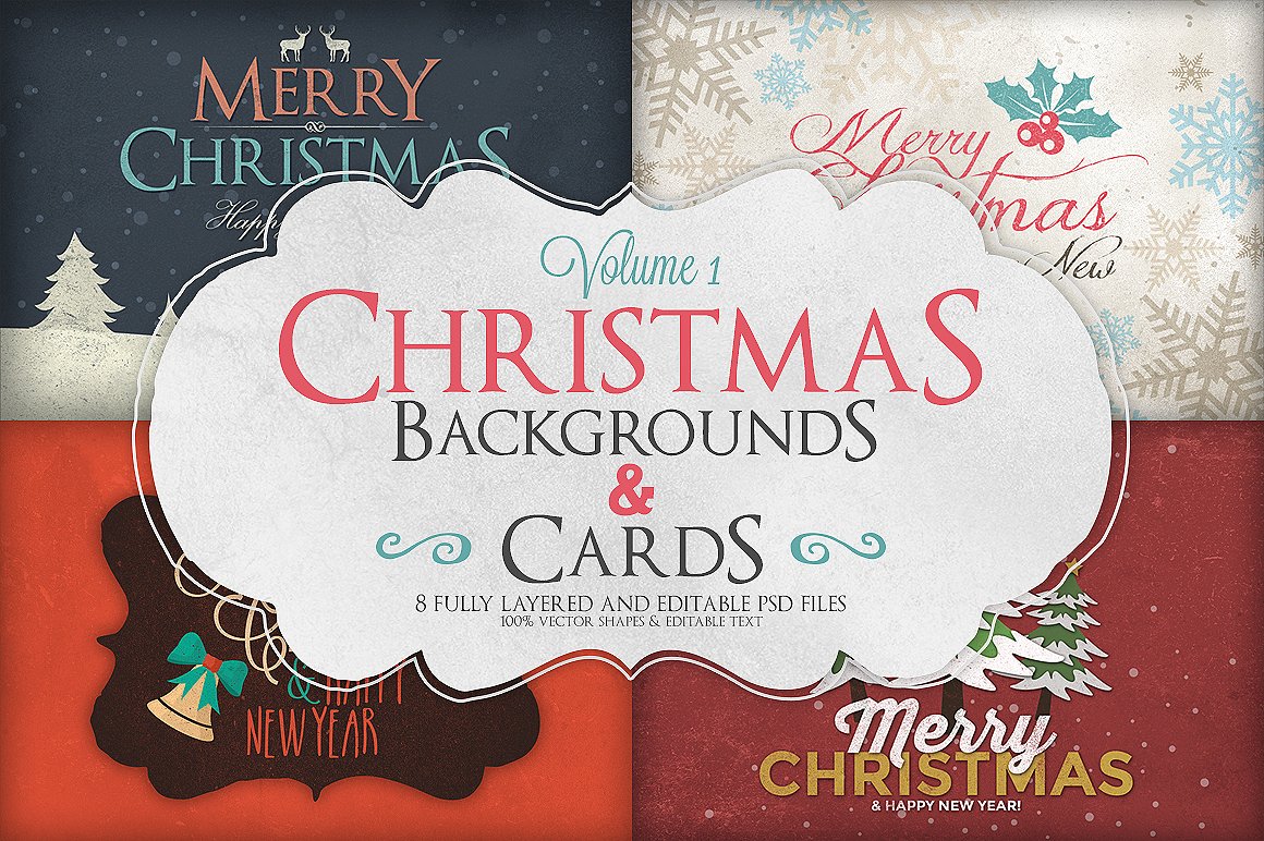 圣诞节背景和卡片第1波 Christmas Background & Cards Vol.1插图