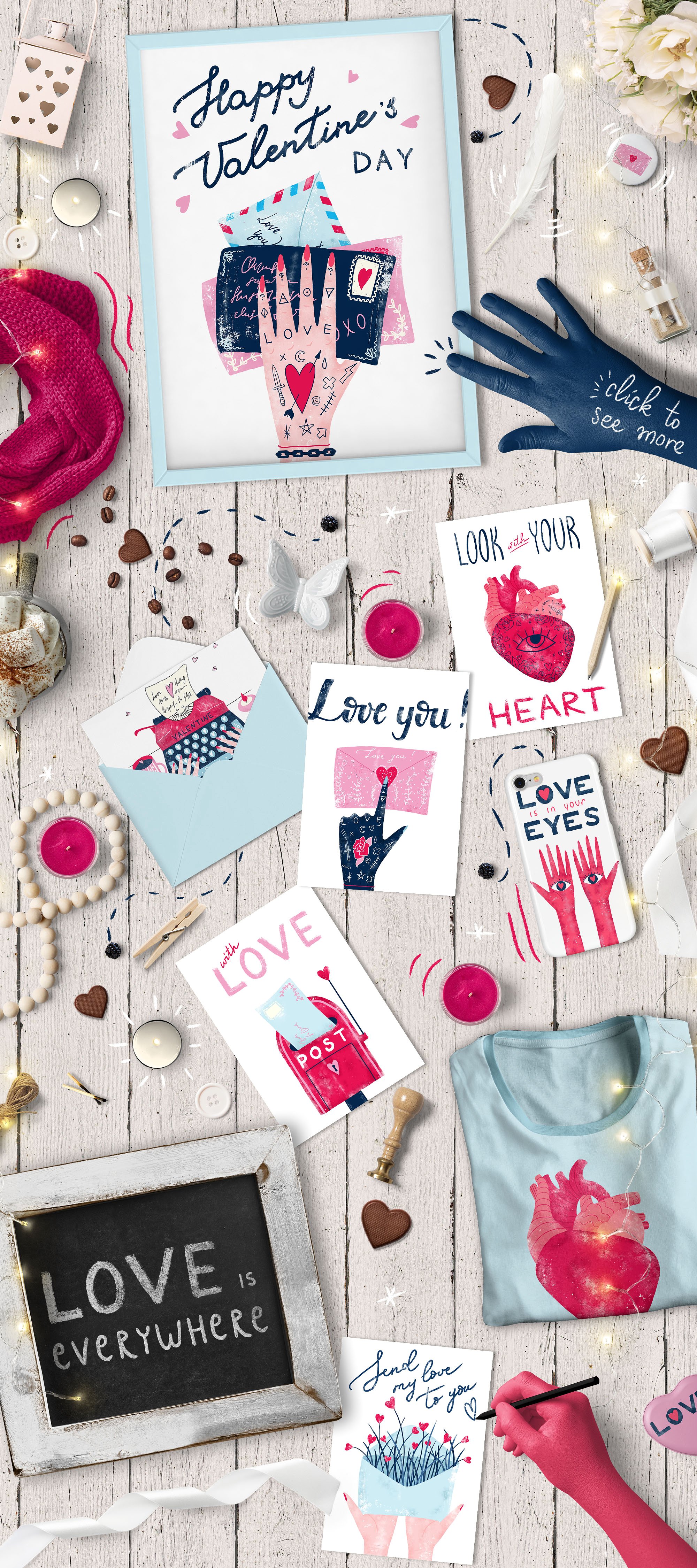 甜美手绘爱情图案  Love Letters Posters & Cards插图11