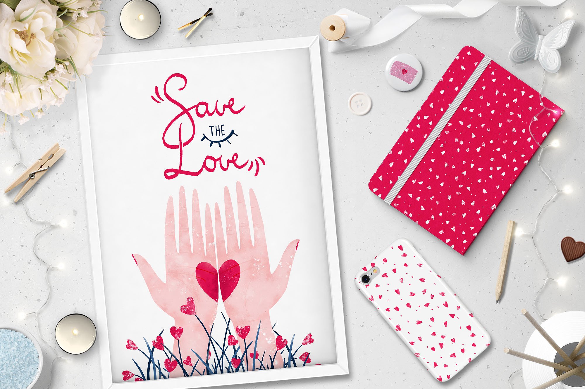 甜美手绘爱情图案  Love Letters Posters & Cards插图5