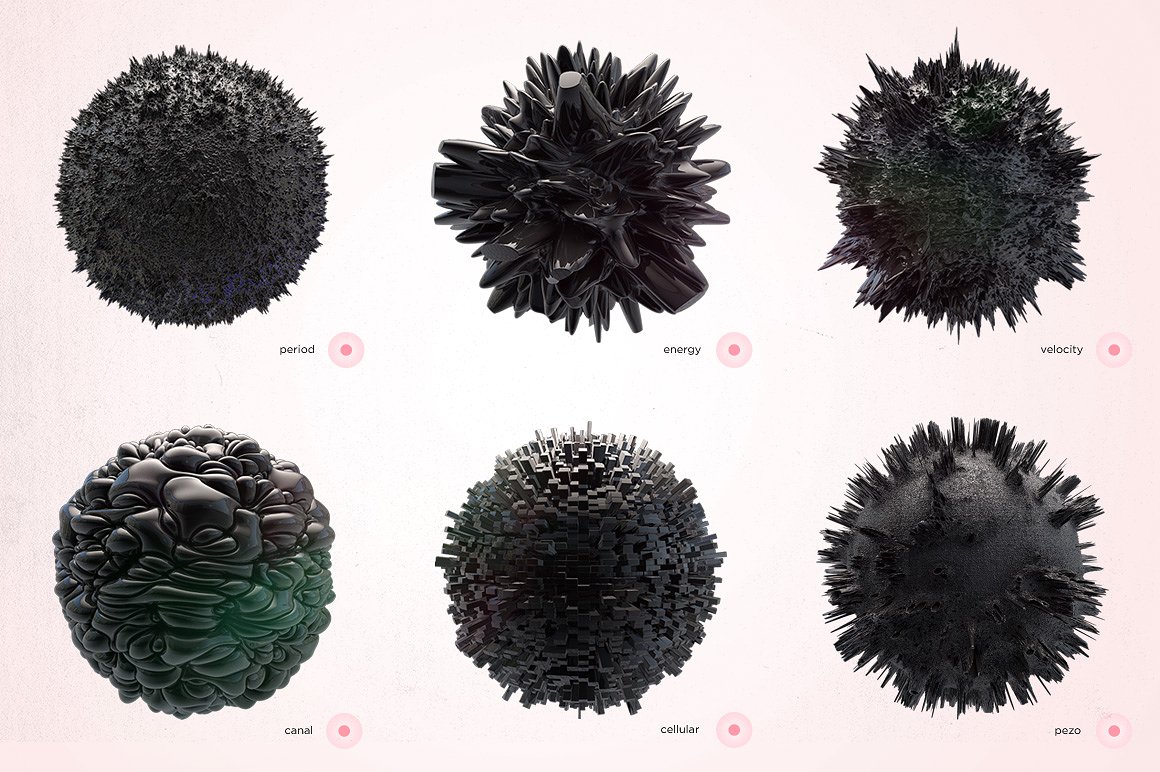 创意抽象纹理系列：12个独特纹理球体形状 12 Surface Volume 1插图3