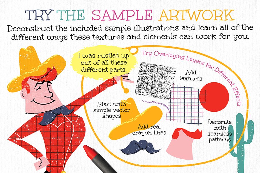蜡笔纹理和设计元素 Crayon Textures and Design Elements插图4