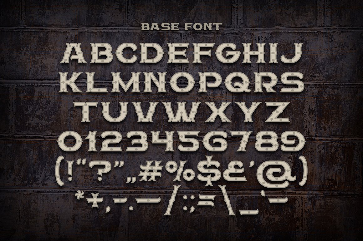 蒸汽朋克风格3D渲染字体 Alphabet BIG City Light Font插图3