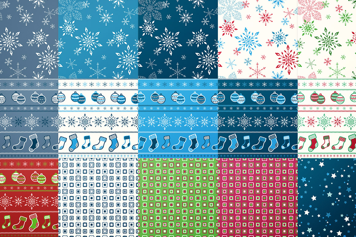 圣诞&节日主题背景纹理素材包 Seamless Christmas & Holiday Patterns Volume插图1