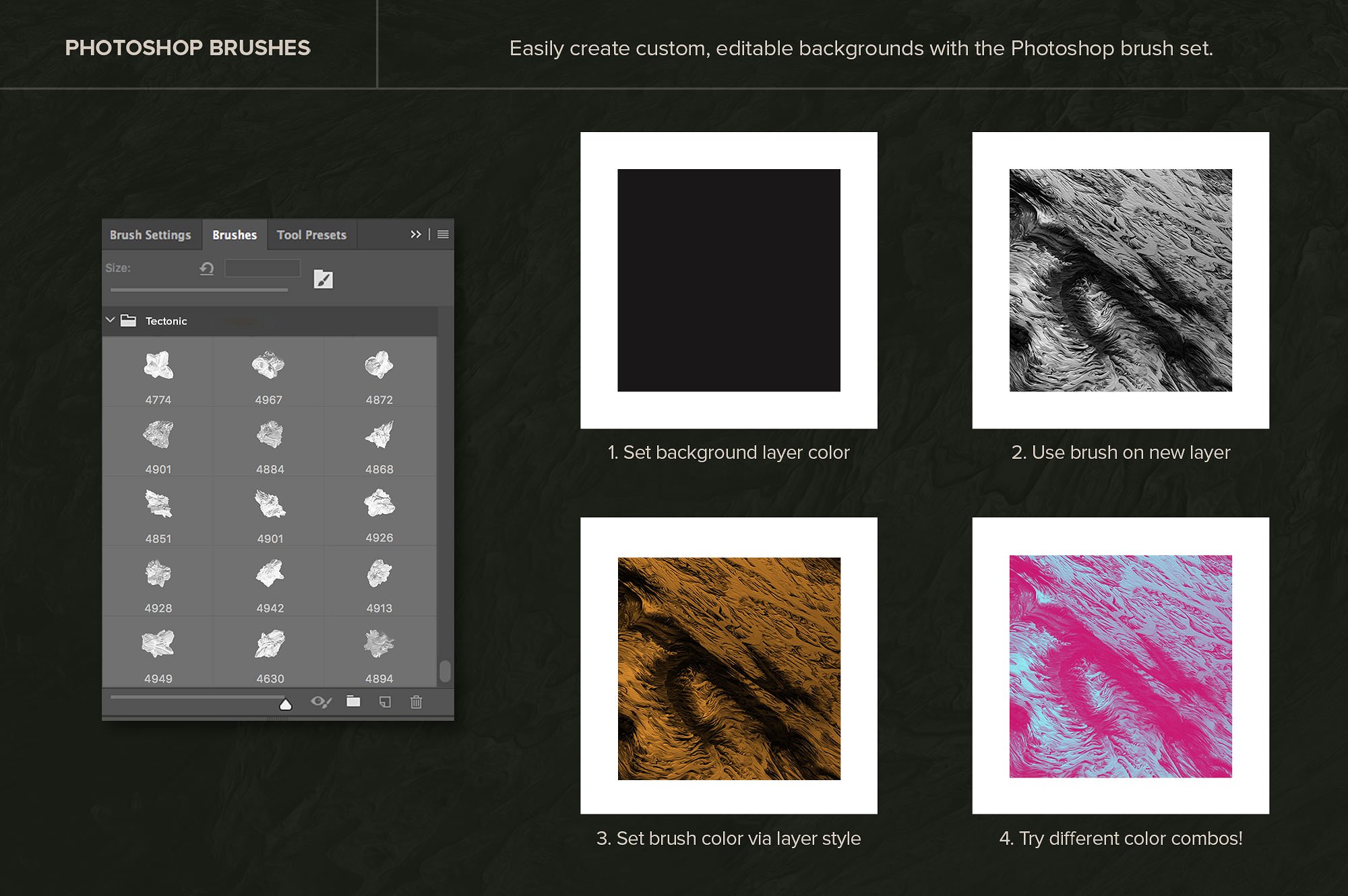 创意抽象纹理系列：10款混合油漆矿石有机图案3D纹理&PS笔刷 Tectonic (Exclusive)插图3