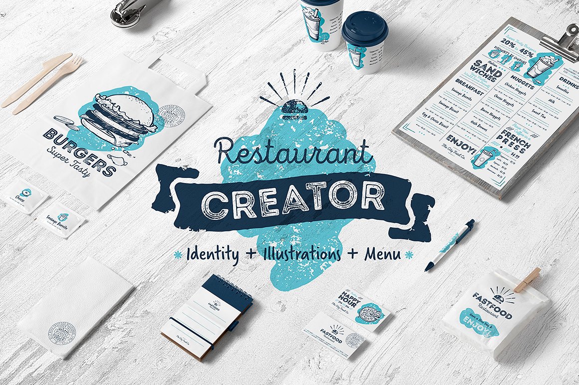 咖啡厅和餐厅标识展示样机 Cafe And Restaurant Identity Creator插图