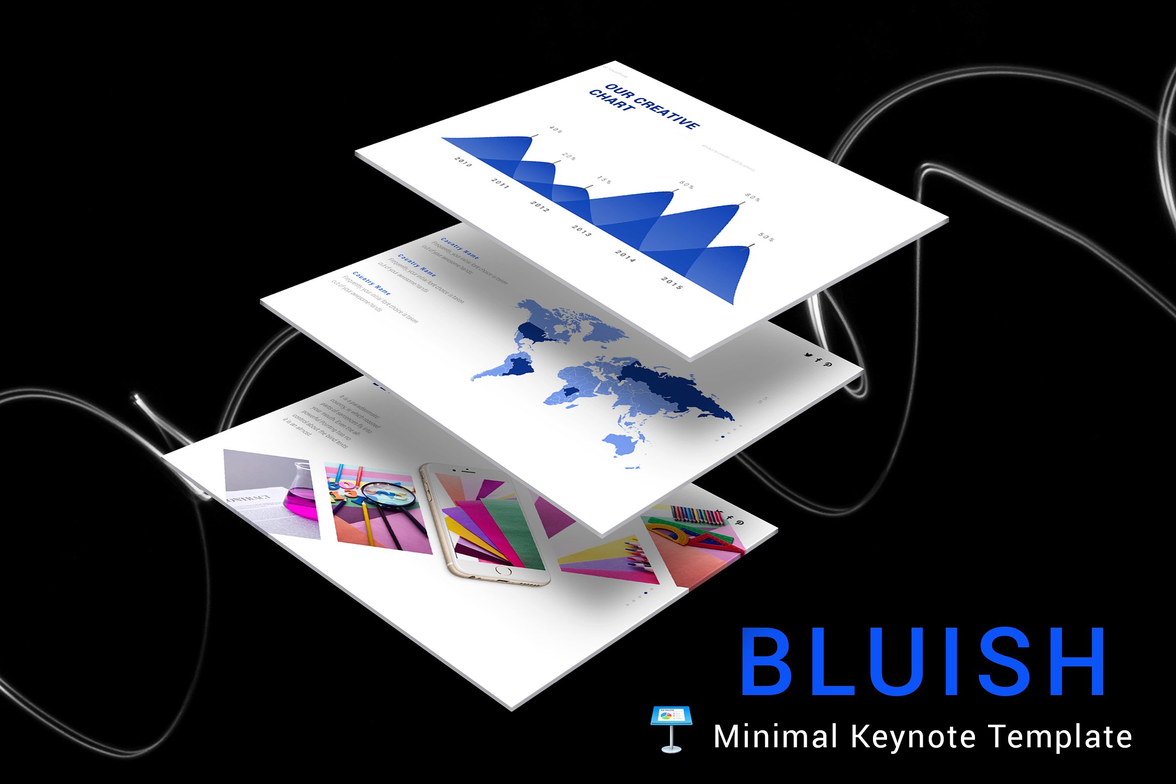 多功能可编辑Keynote演示模板 Bluish Keynote Template插图