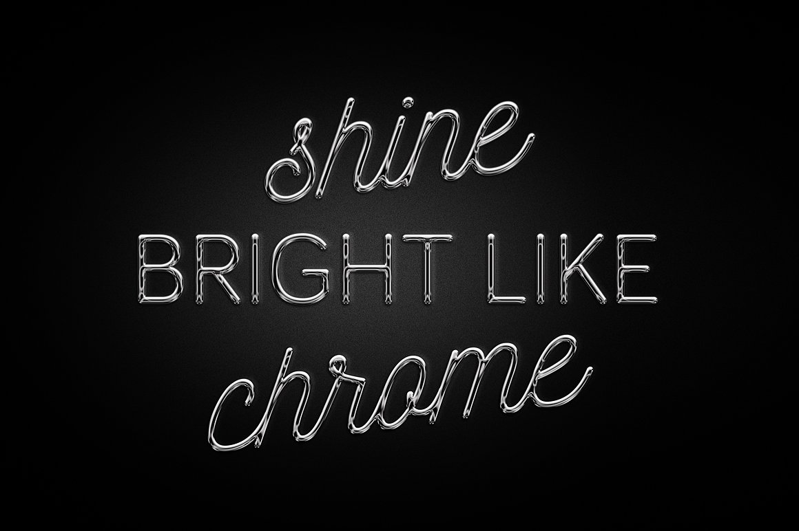 逼真的发光金属立体字体效果 Chrome text effect插图1