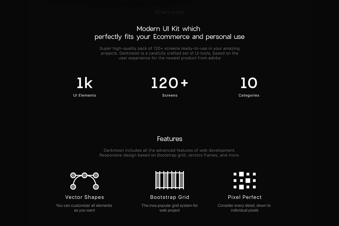 超漂亮的黑色月亮元素电子商务网站WEB UI界面工具包 Dark Moon UI Kit. UX/UI Design插图5