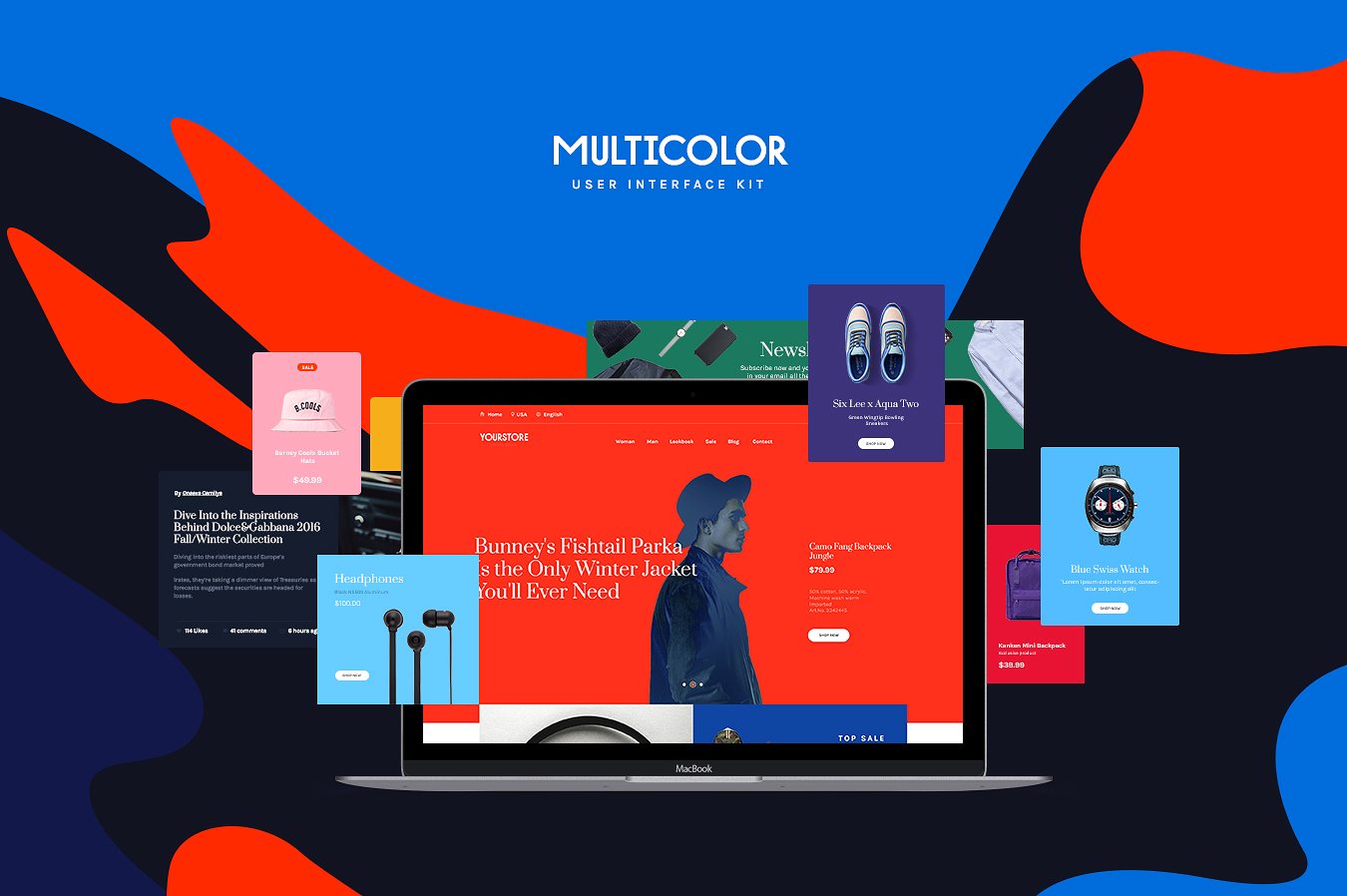 色彩斑澜的社交媒体UI套件 Multicolor UI Kit插图