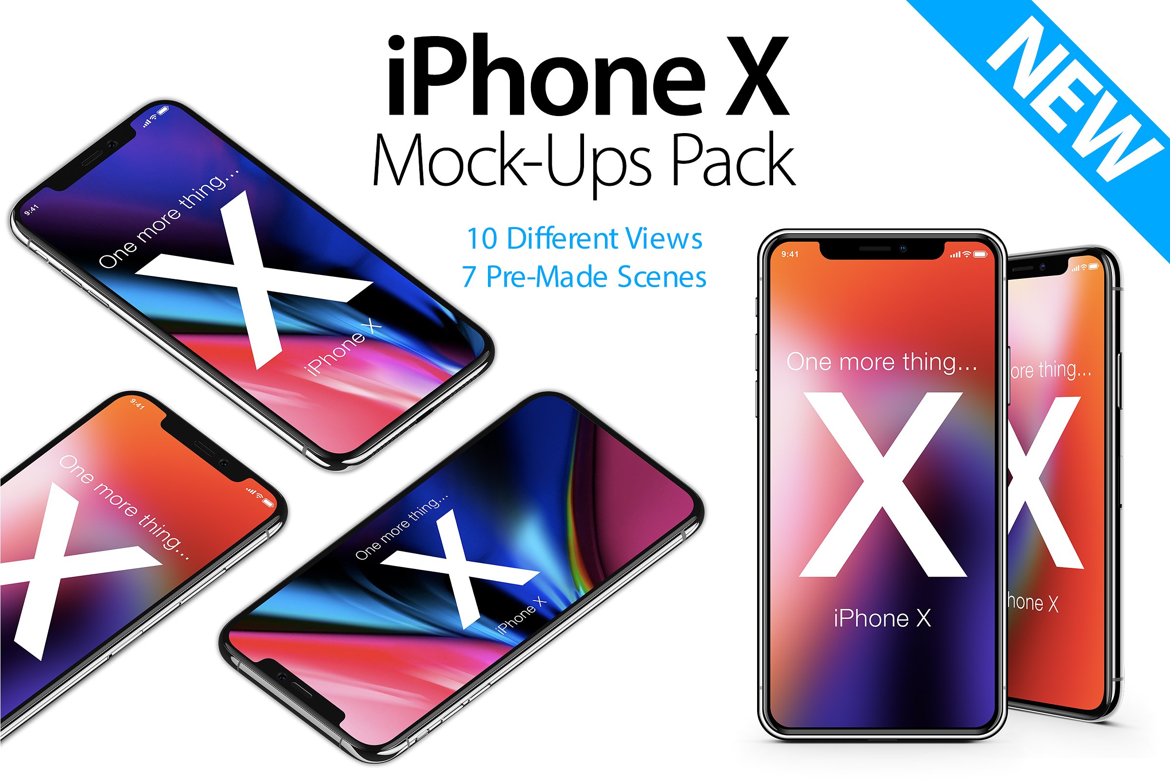 10个不同角度的iPhone X展示样机 10 iPhone X Mock-ups Pack插图