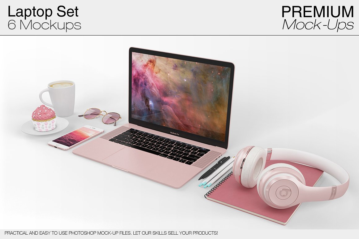 6款苹果笔记本电脑样机包 6 Apple MacBook Pro Mockup Set插图