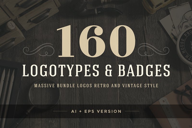 160复古标识和徽章矢量图形 160 Vintage logotypes and badges插图