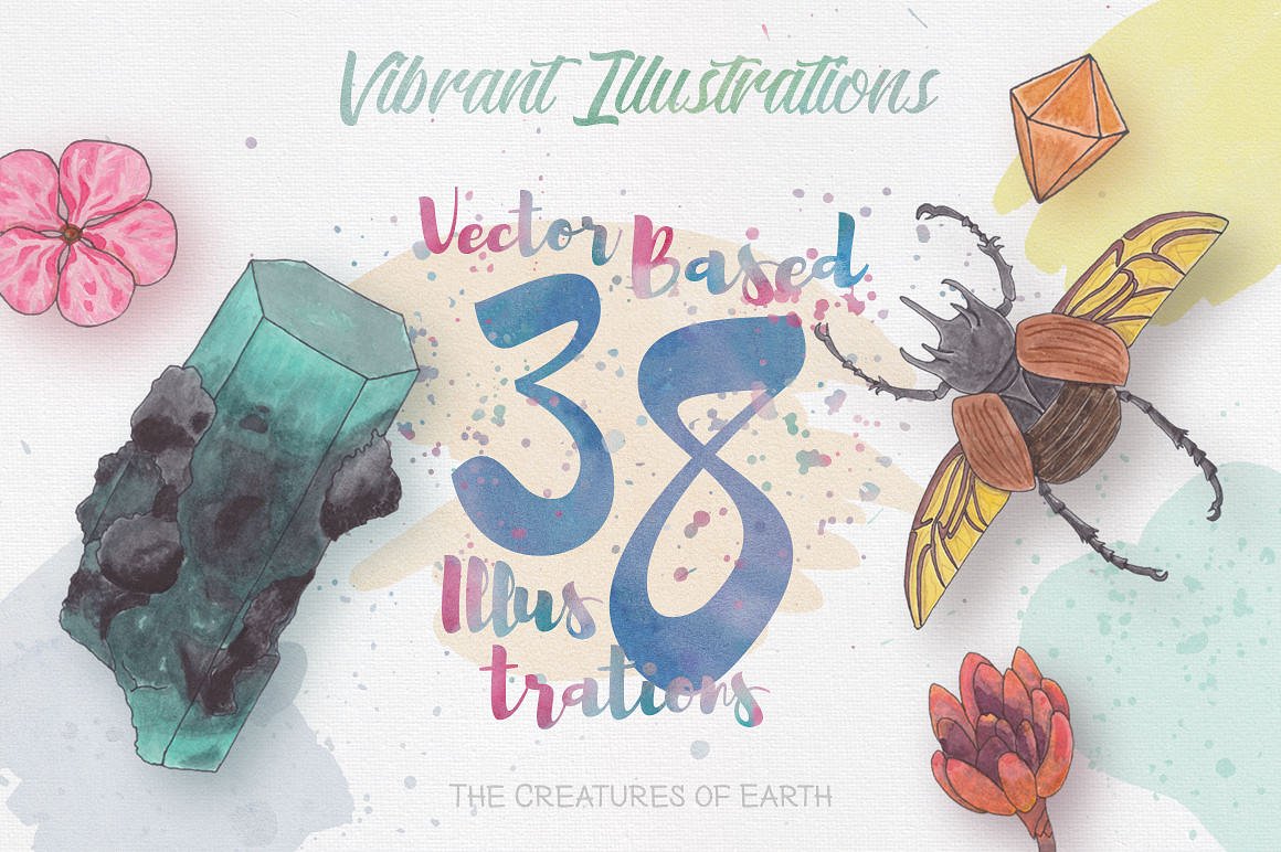 富有创造力和灵感的水彩生物图案 Watercolor Creatures插图4