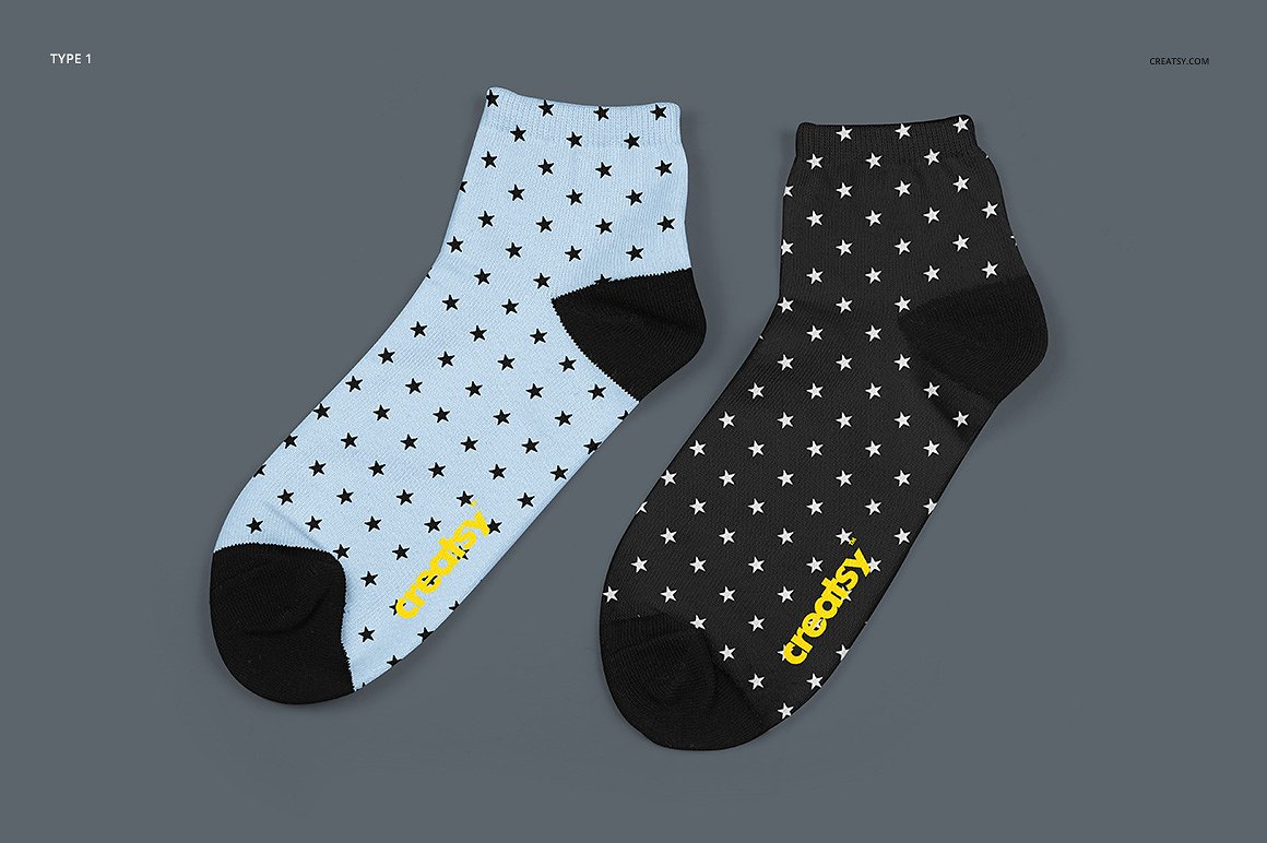 2种高品质袜子样机套装 2 Sublimation Socks 2 Types Mockup Set插图7
