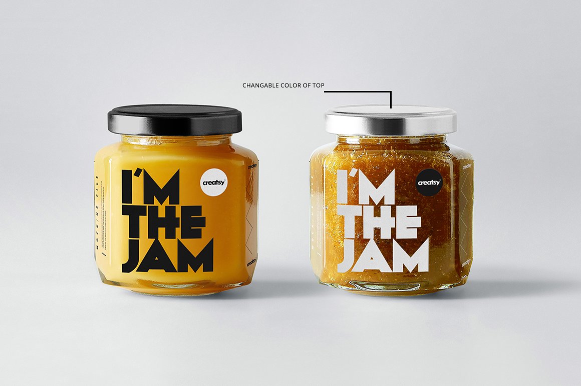 果子酱玻璃瓶包装样机 Jam Jar Mockups插图1