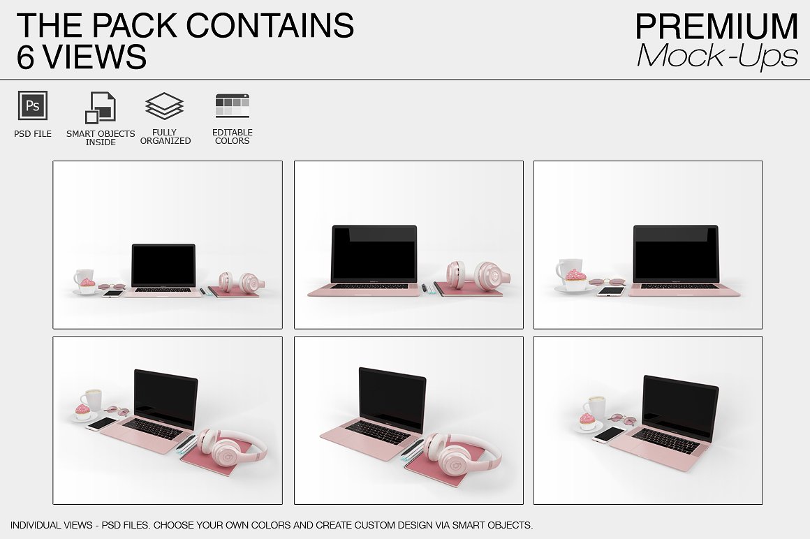 6款苹果笔记本电脑样机包 6 Apple MacBook Pro Mockup Set插图17