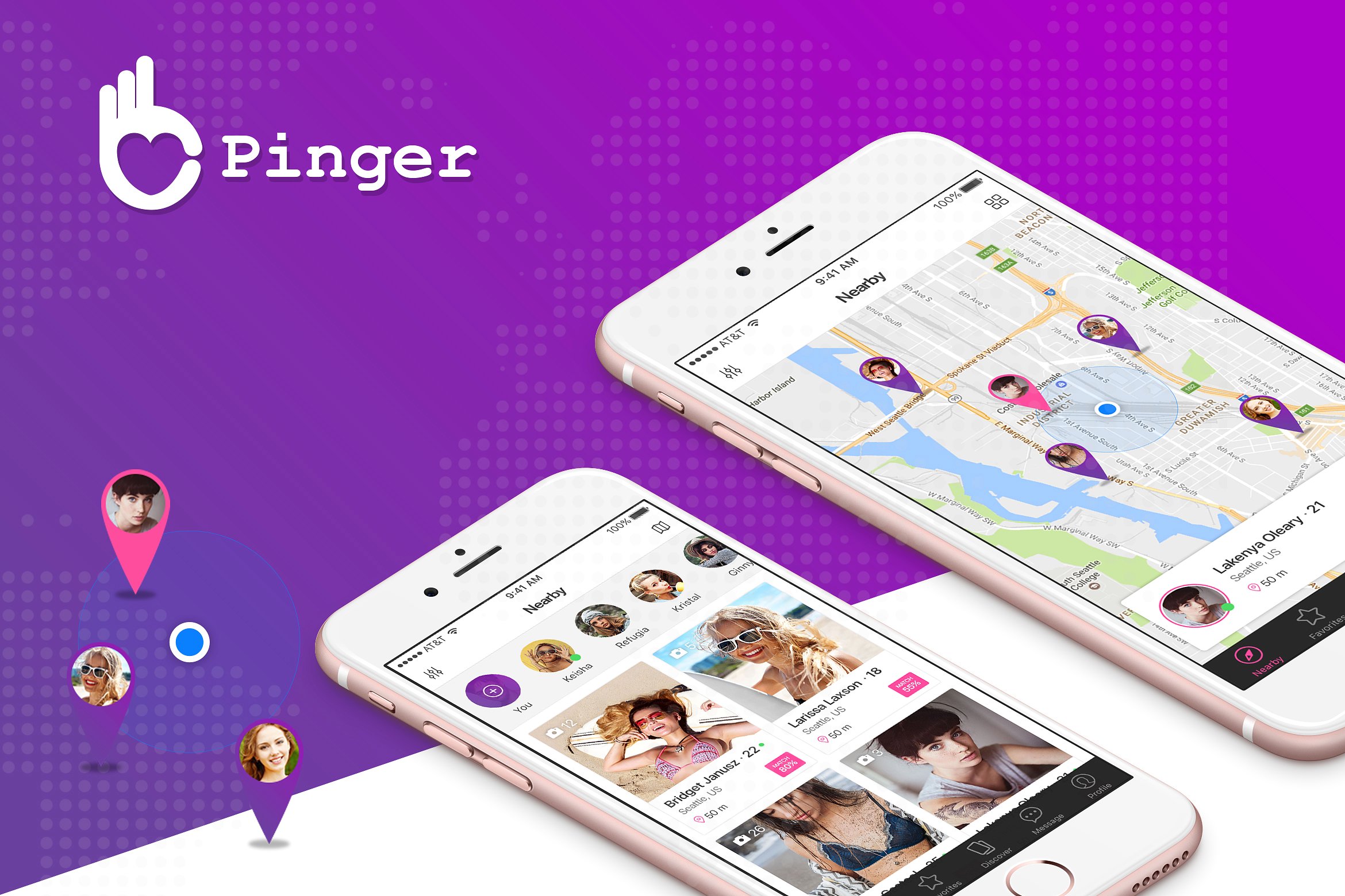 高品质的社交APP UI工具包 Pinger – Dating UI Kit插图