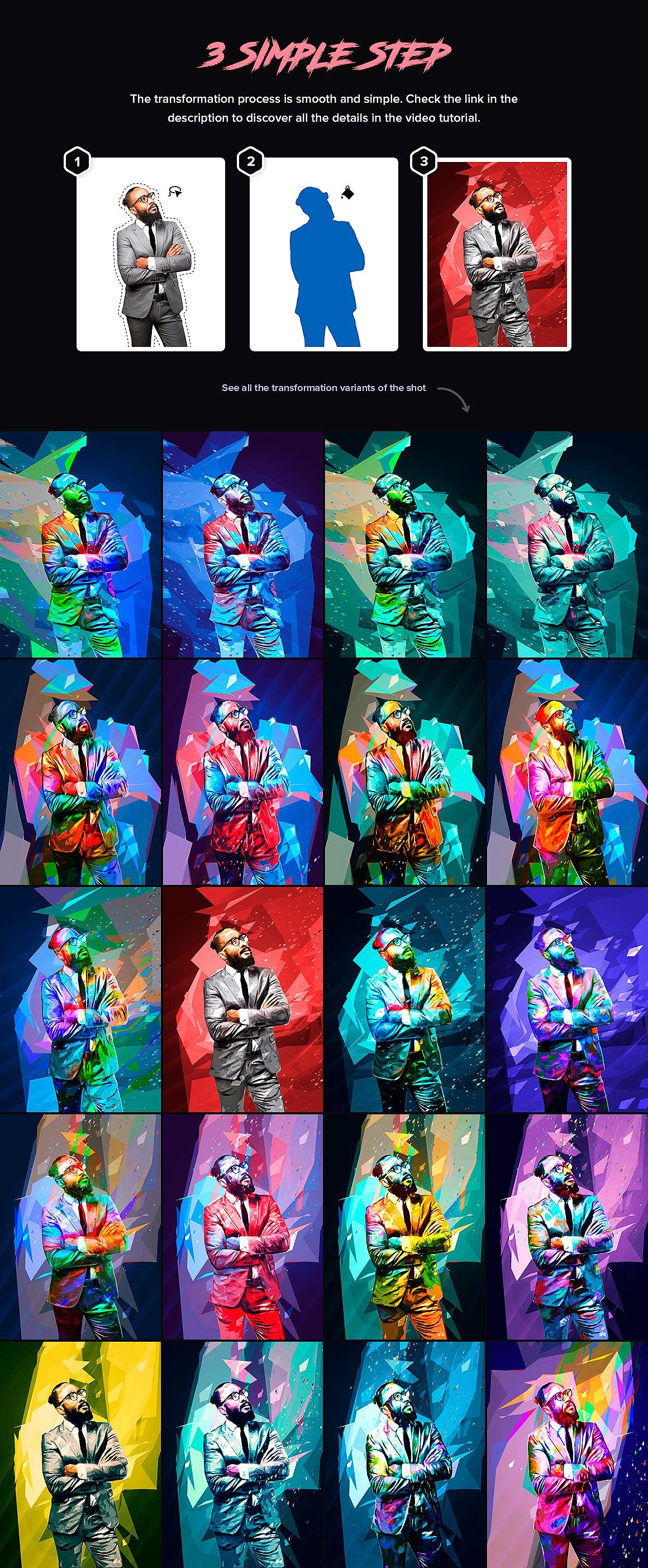 丰富多彩的多边几何快速生成特效PS动作 Color Fusion Photoshop Actions插图5
