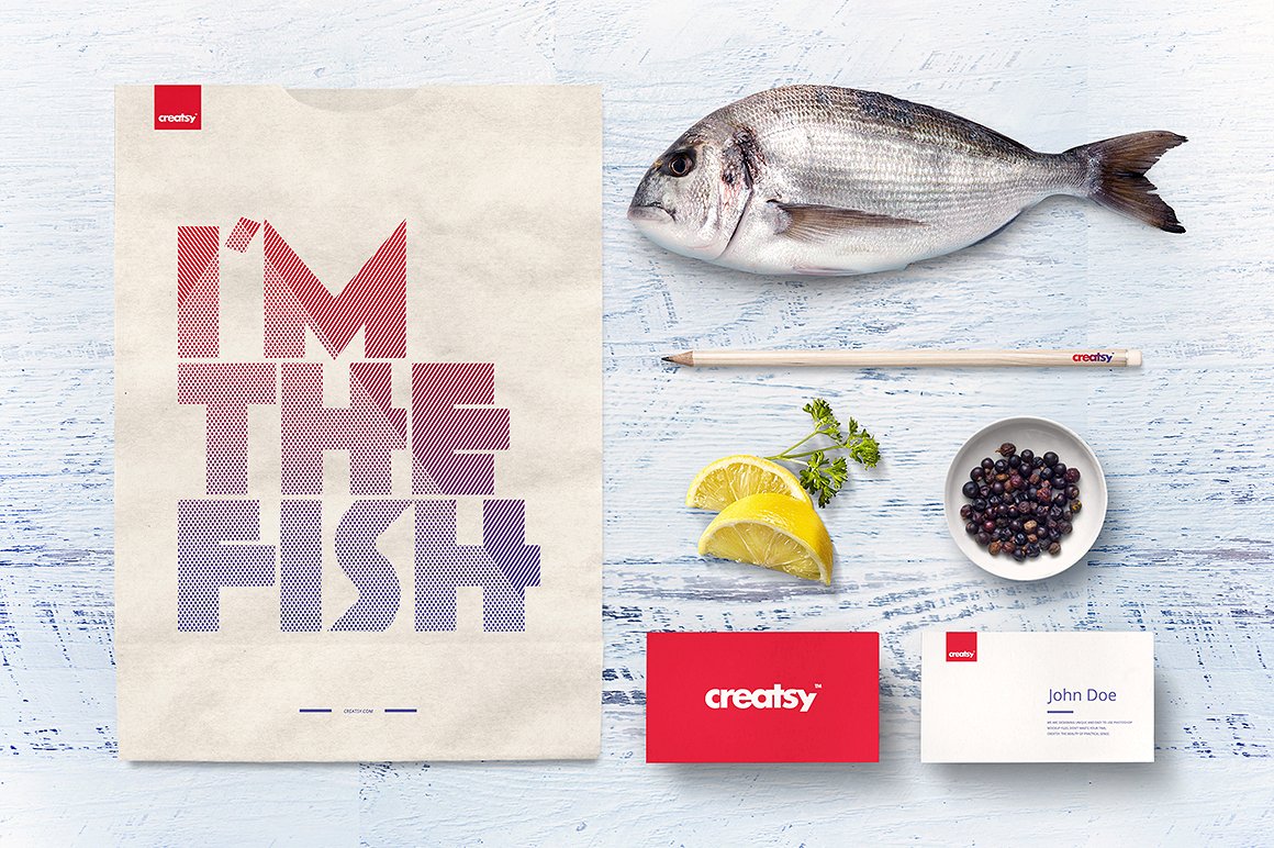 海鲜餐厅品牌设计展示样机集合 Seafood Restaurant Mockup Set插图2