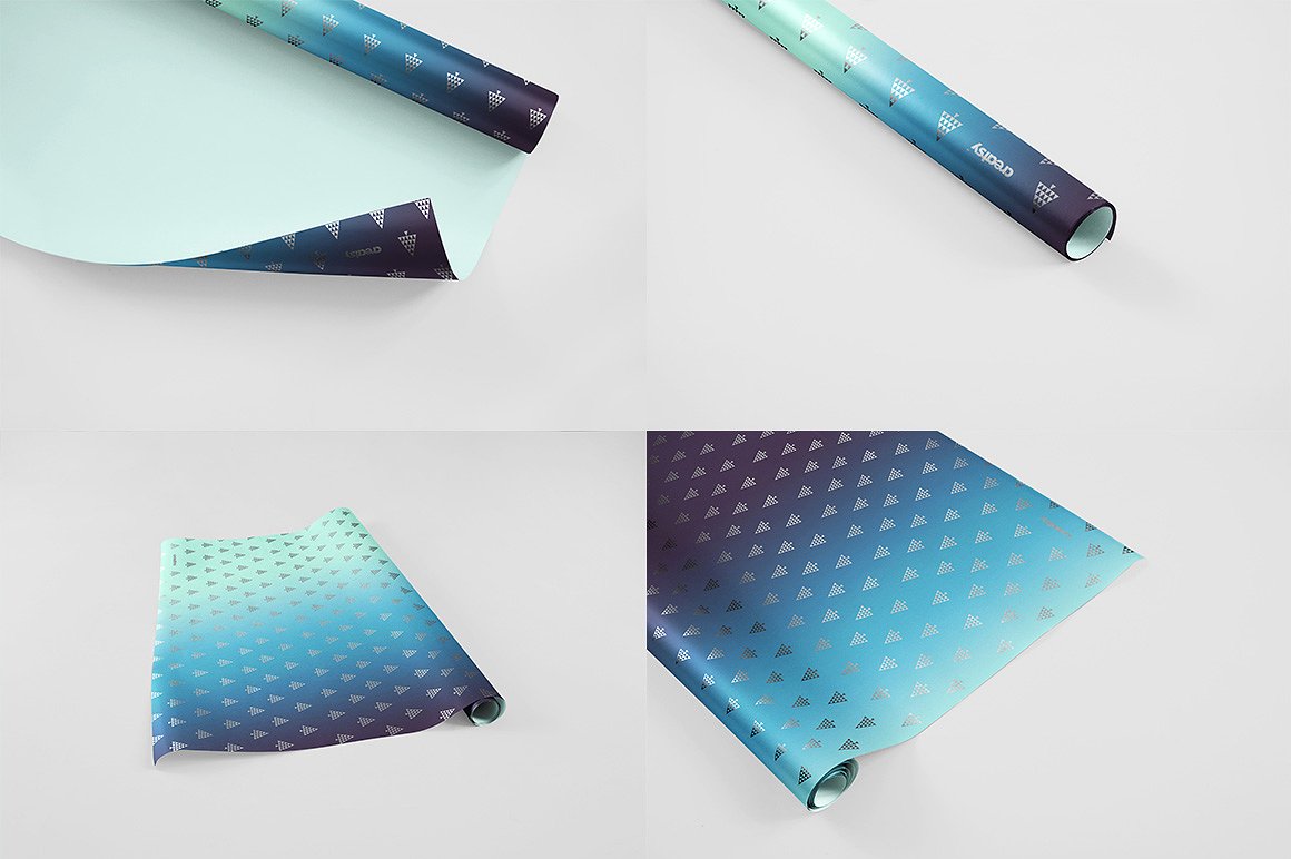 礼品包装纸样机模板 Gift Wrapping Paper Mockup Set插图3