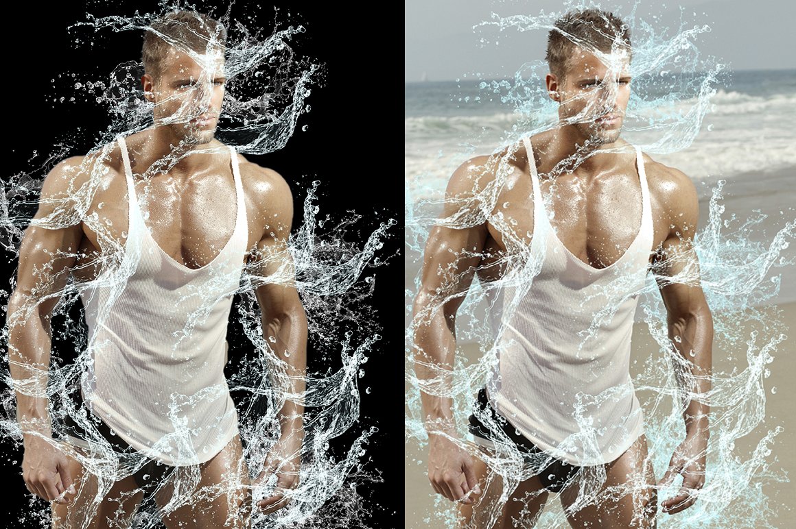 逼真的水溅Photoshop动作 Water Splash Photoshop Action插图2
