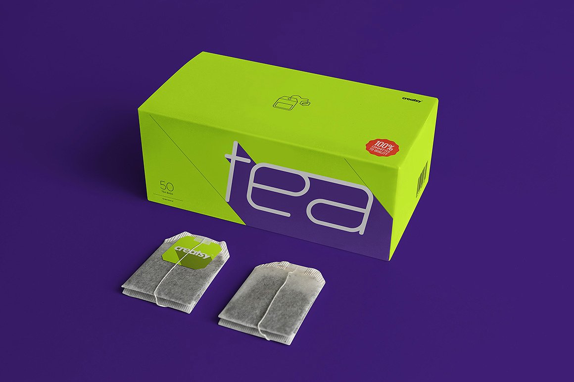 茶盒和茶包标签样机集合 Tea Box and Label Mockup Set插图11